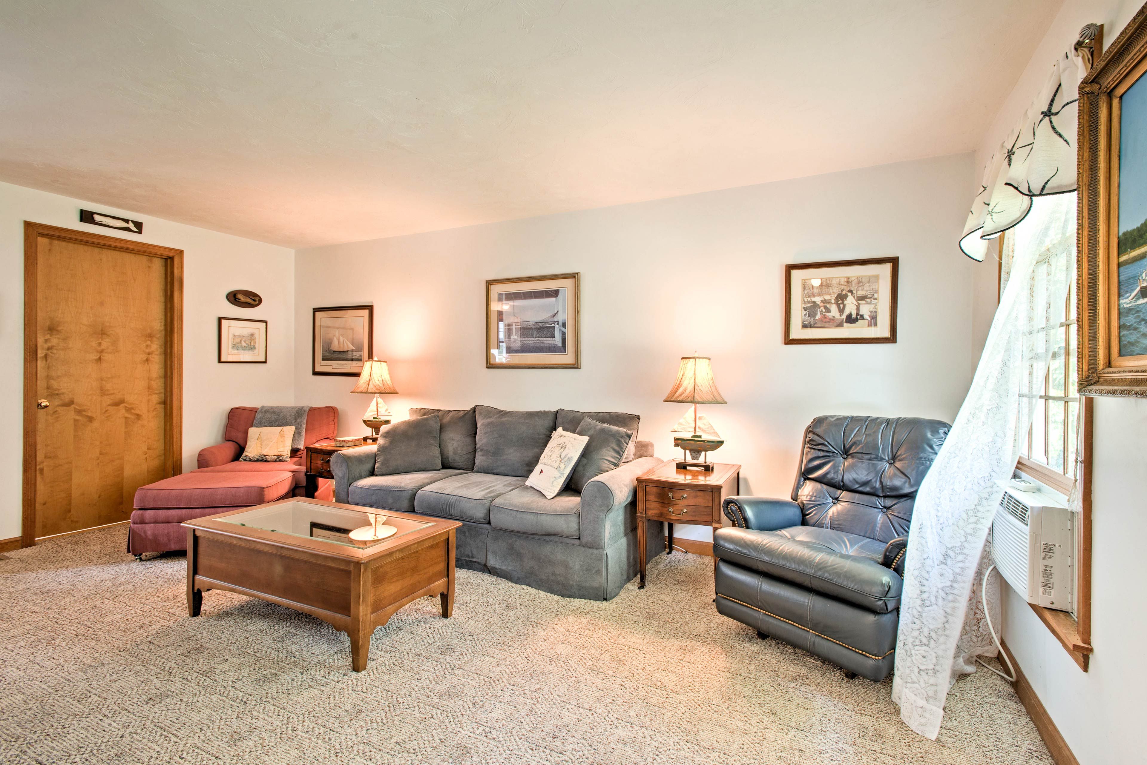 Step around the corner into the living room.
