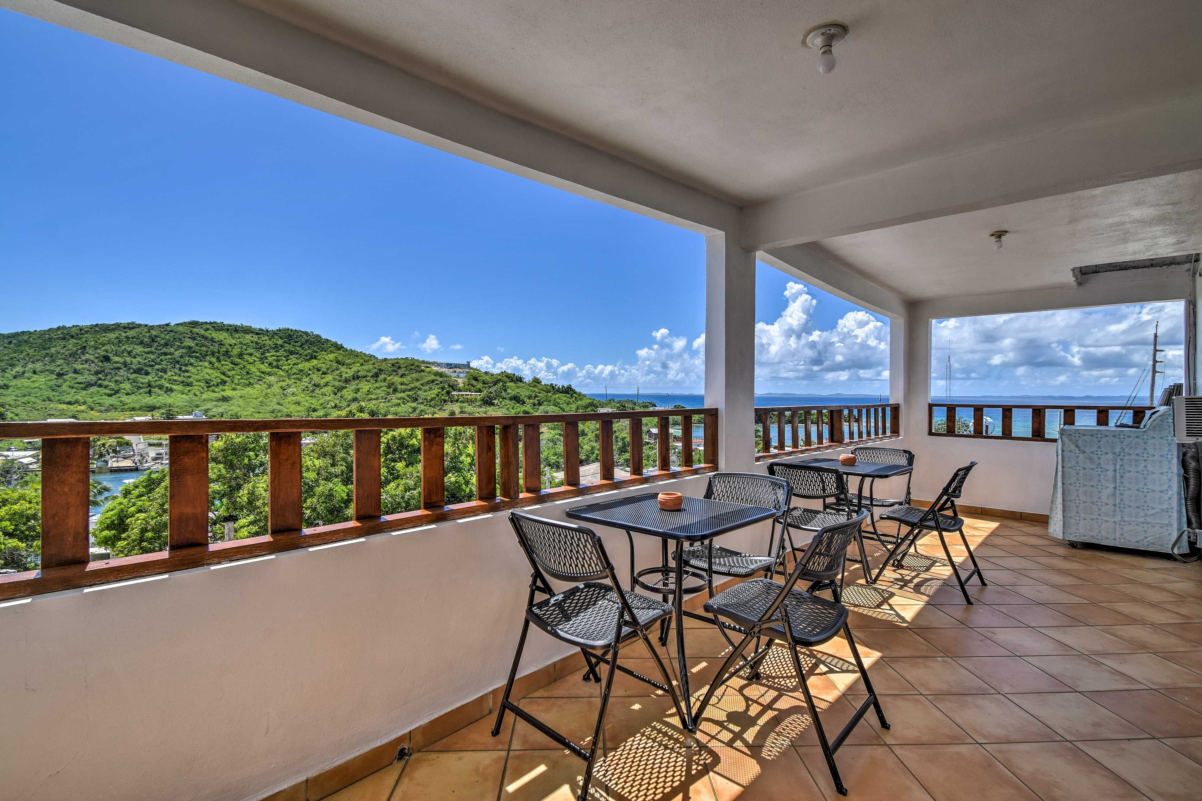 The home is situated on the hillside, making for some great views!