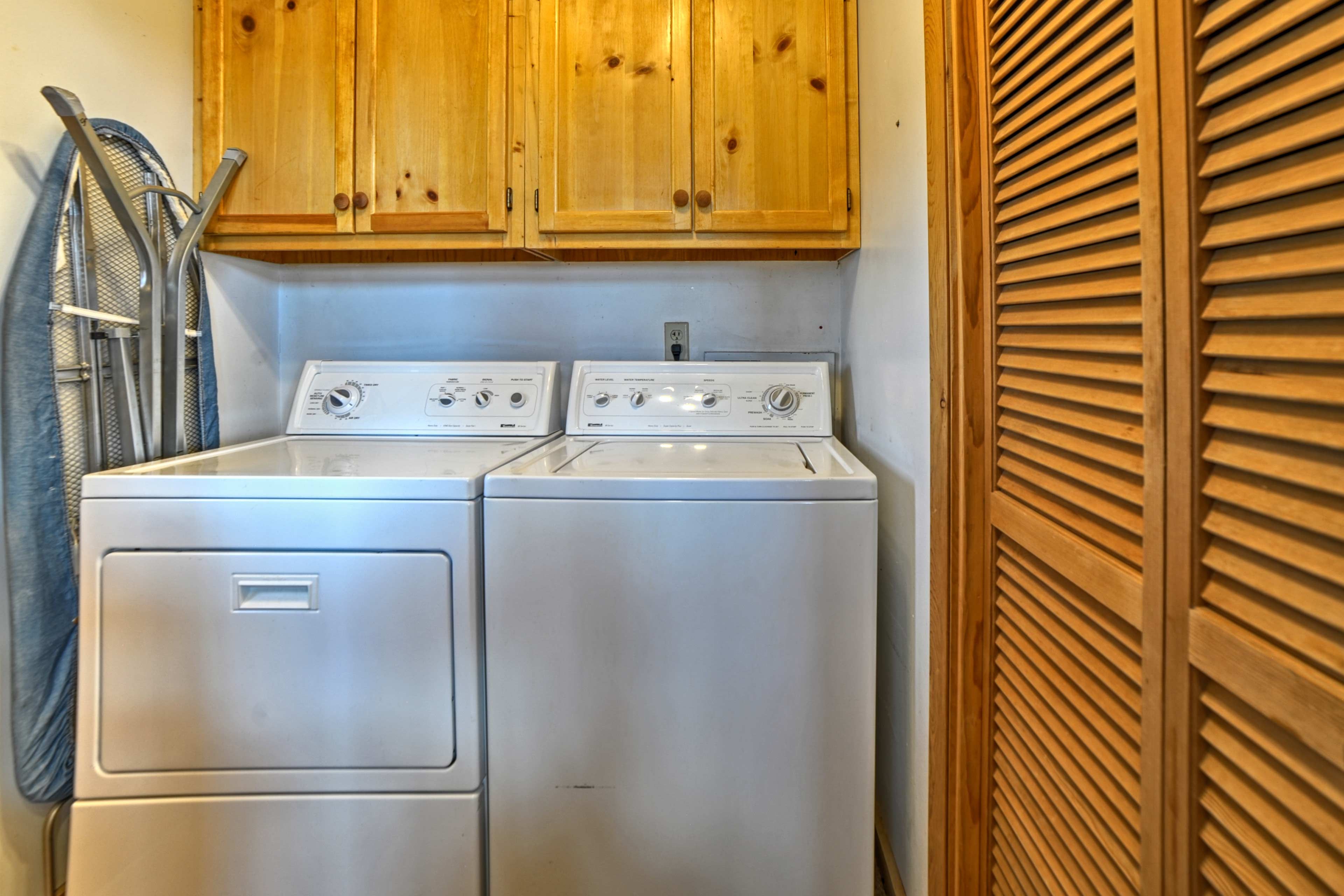 A washer and dryer are provided for your convenience.