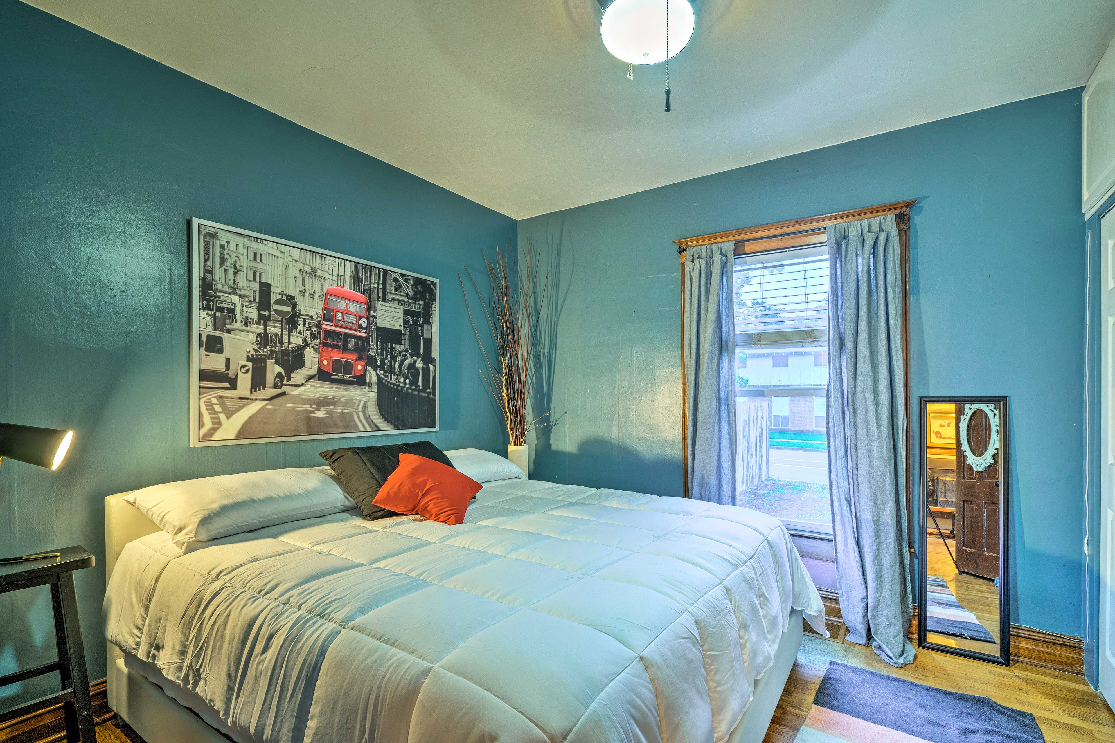 The main bedroom features a cozy king mattress!
