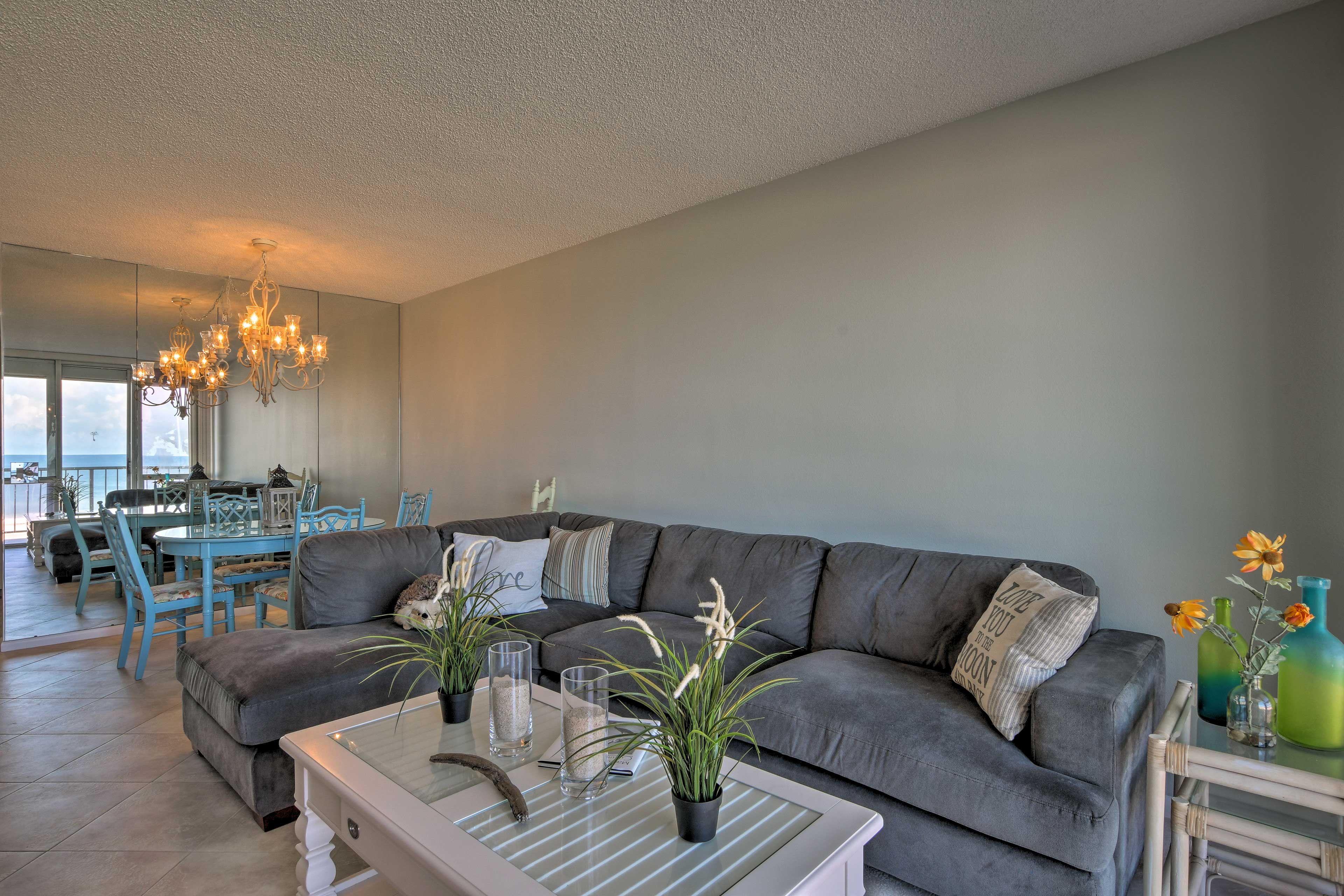 Cozy up for a catnap on this plush sectional sofa.
