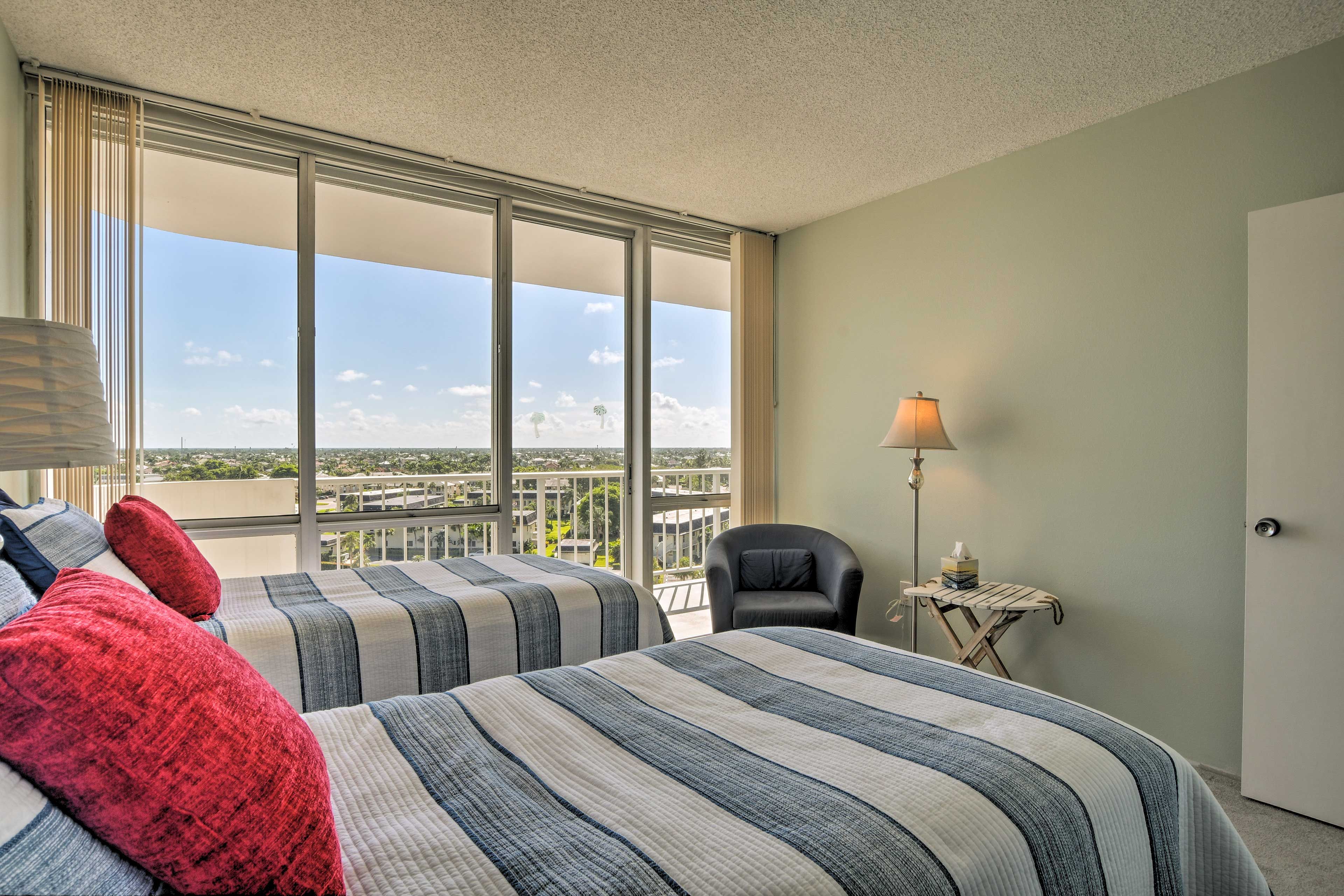 A quaint sitting area completes the second bedroom.