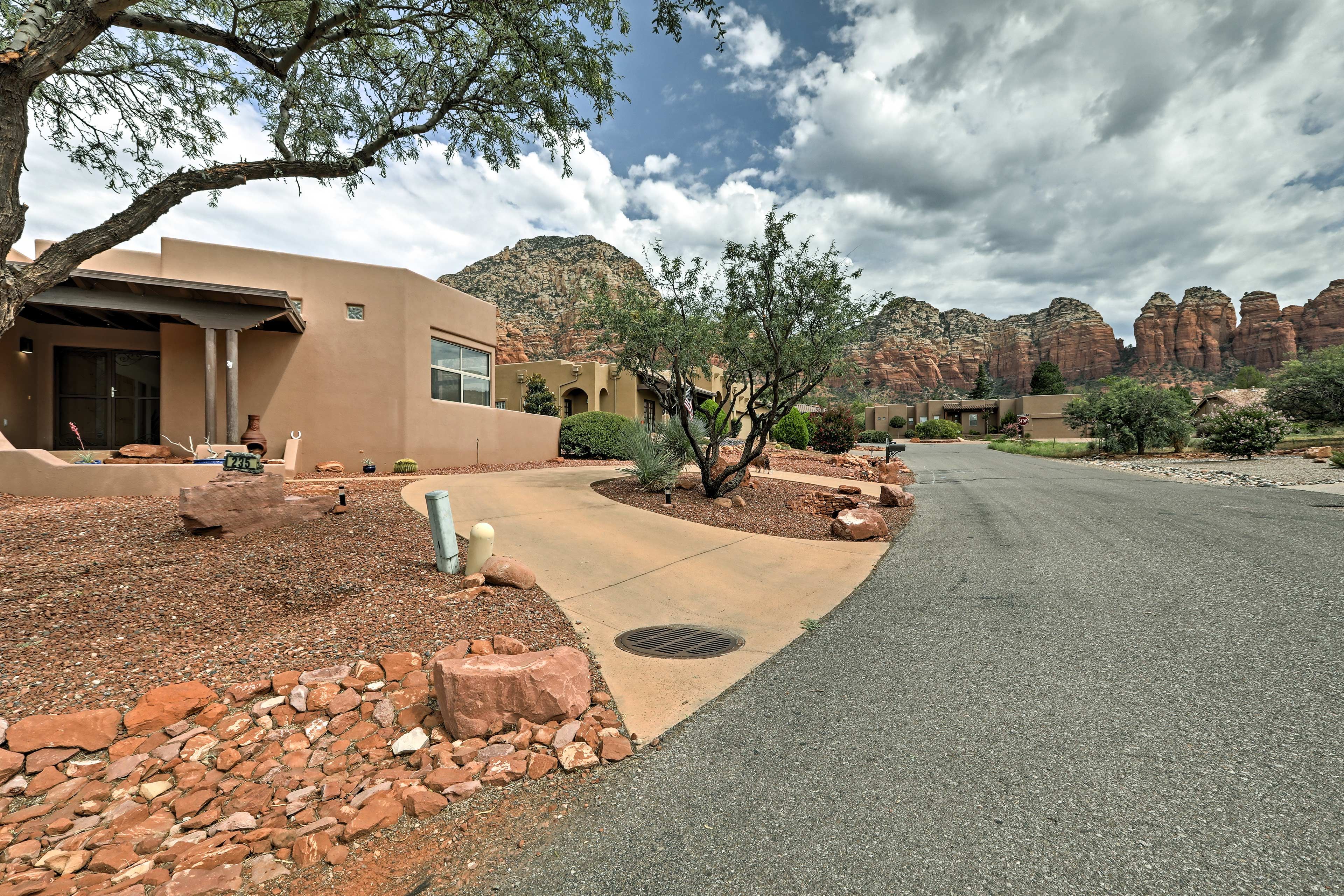 Impressive views surround this classic adobe home.