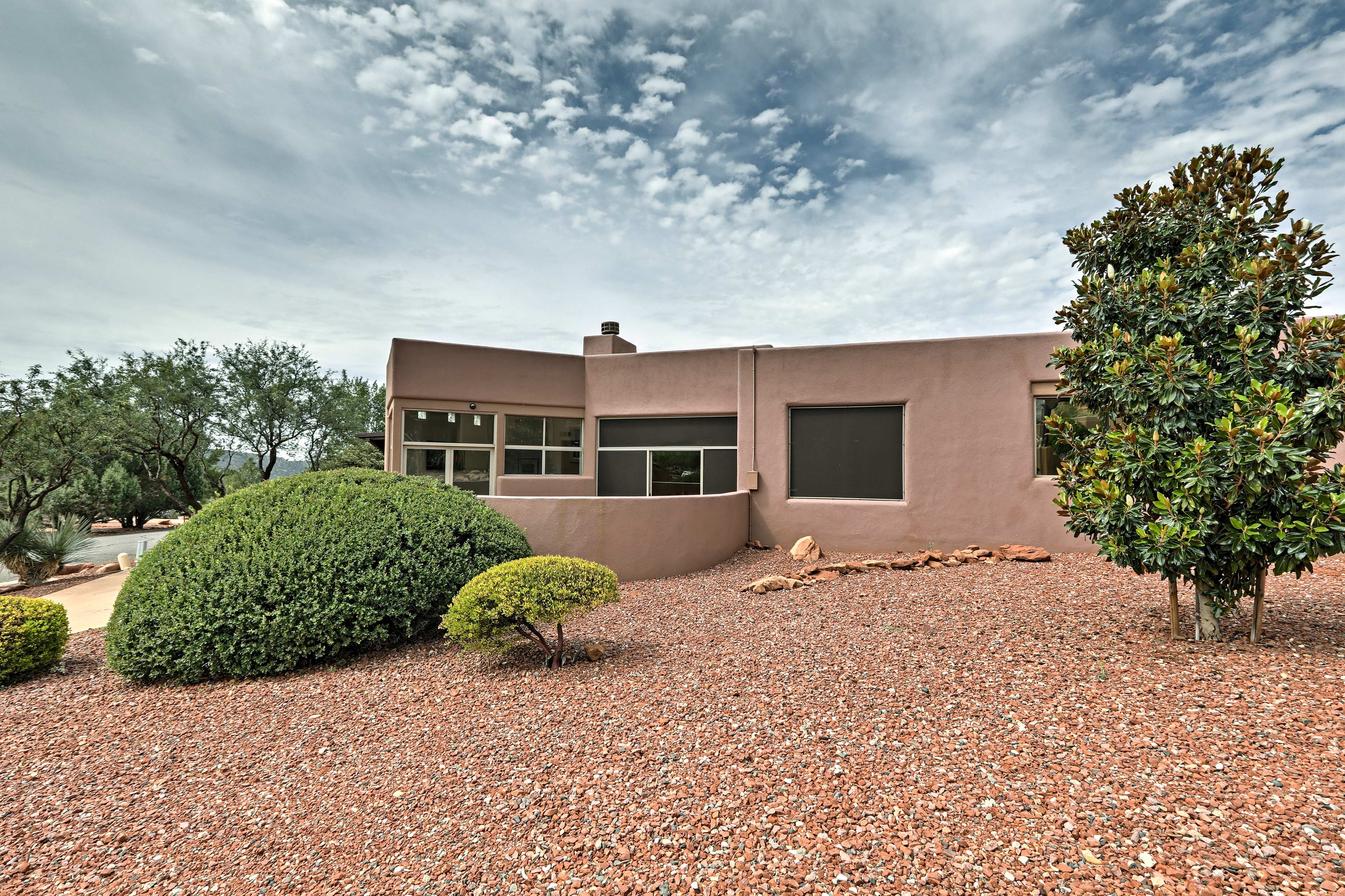 The house sits in a quiet residential neighborhood.