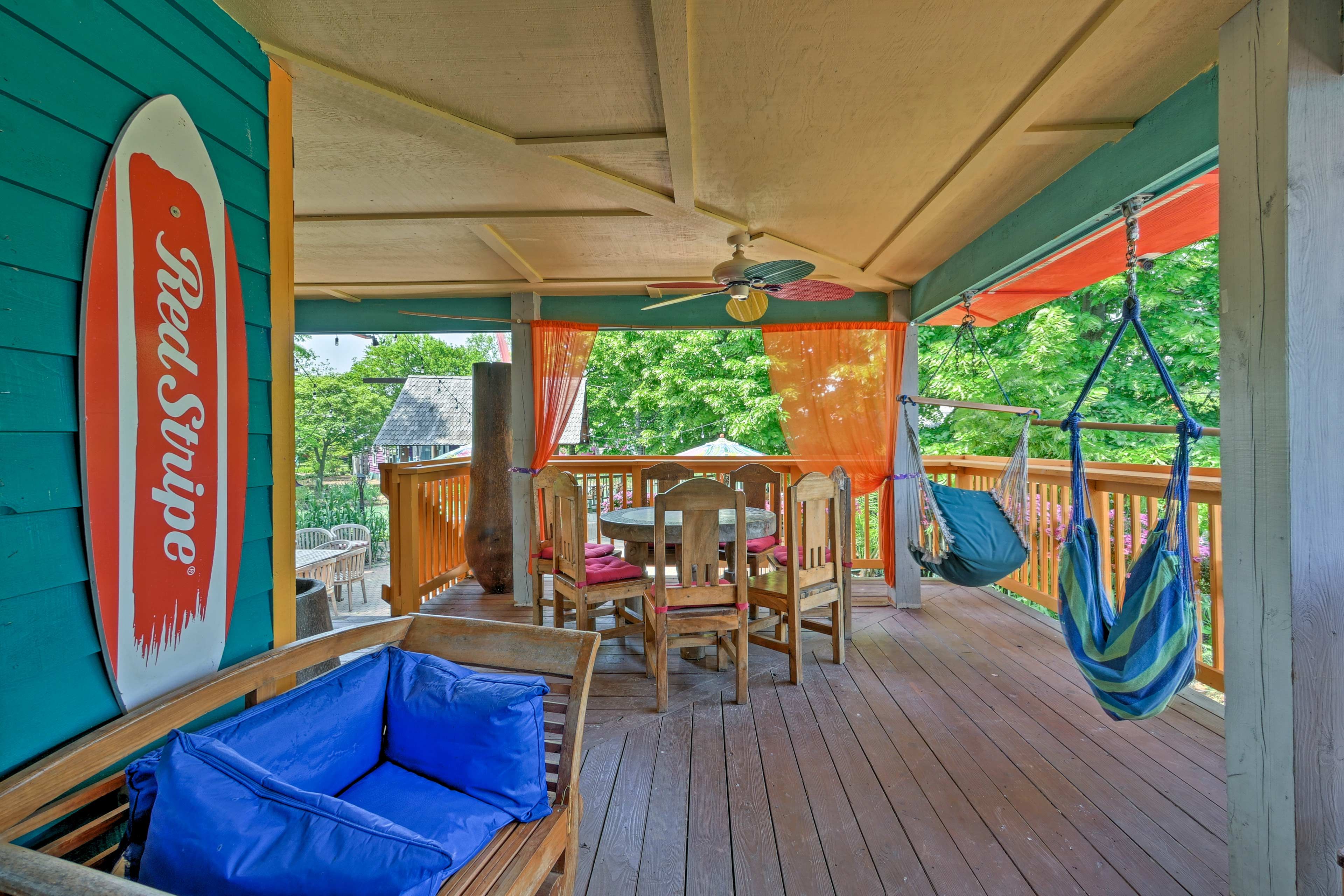 Soak in the summer air out on the furnished wraparound deck.