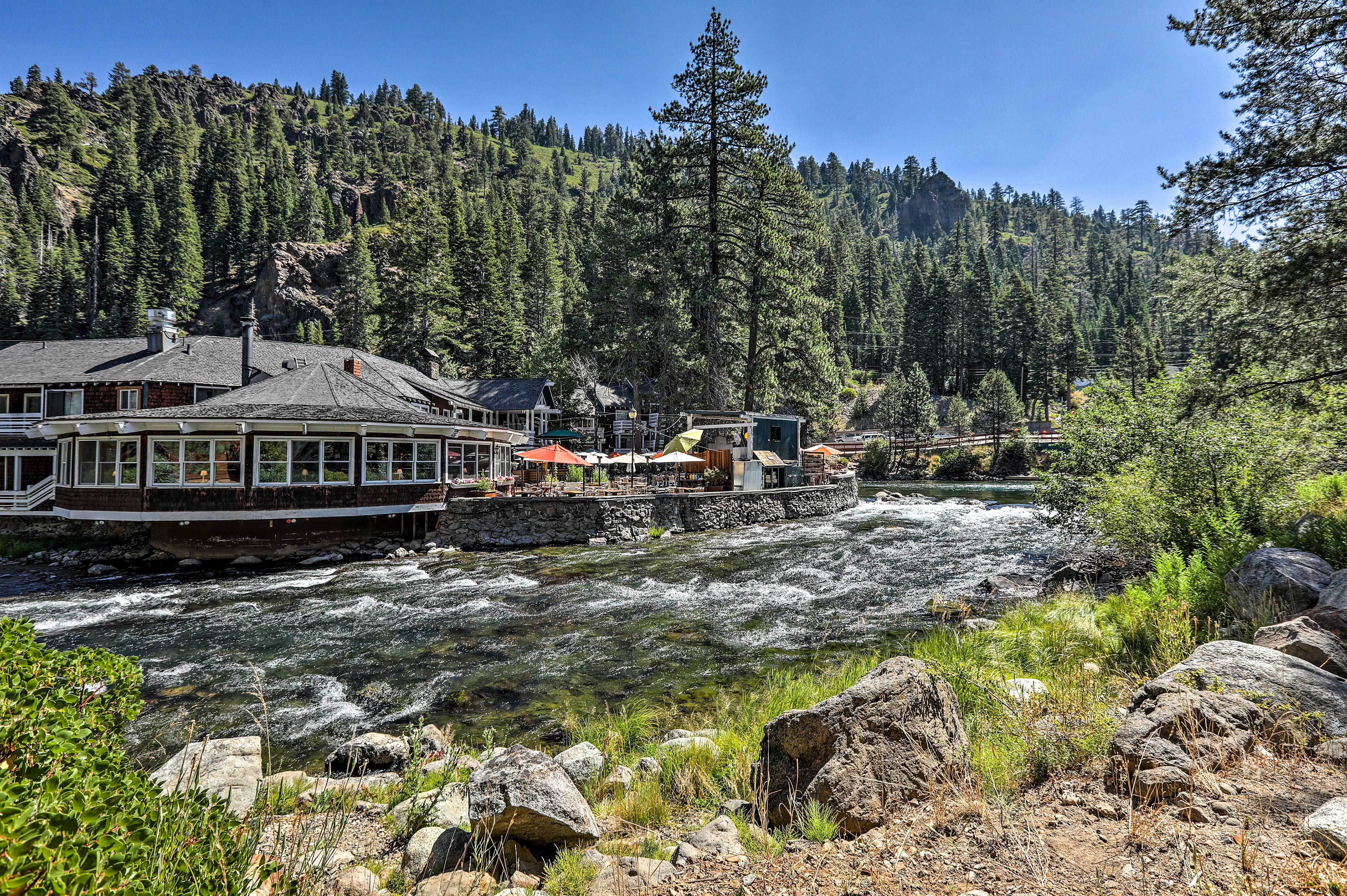 The townhouse is nestled on the the Truckee River across from River Ranch Lodge
