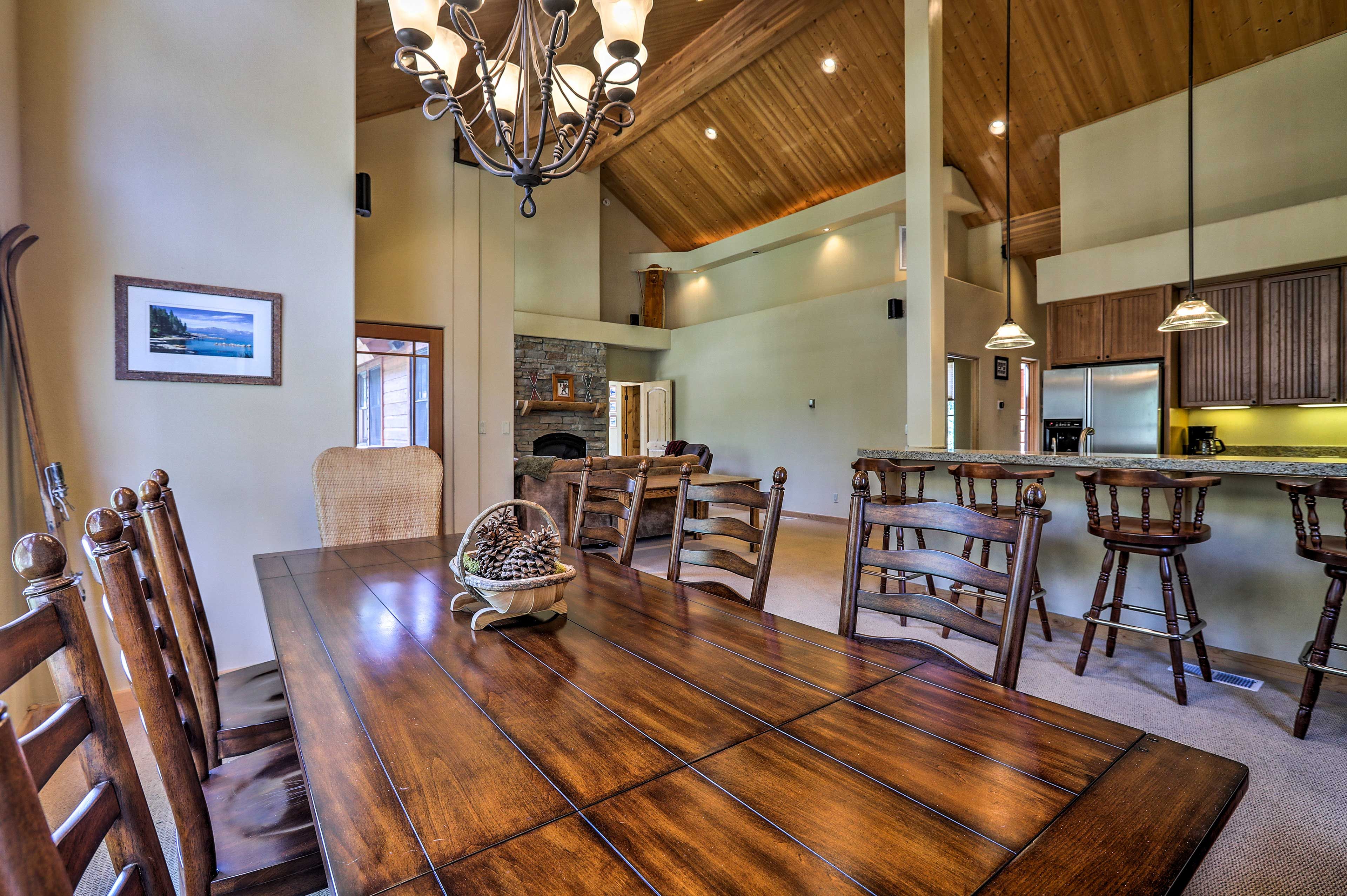 Dine together at this elegant 8-person dining table.