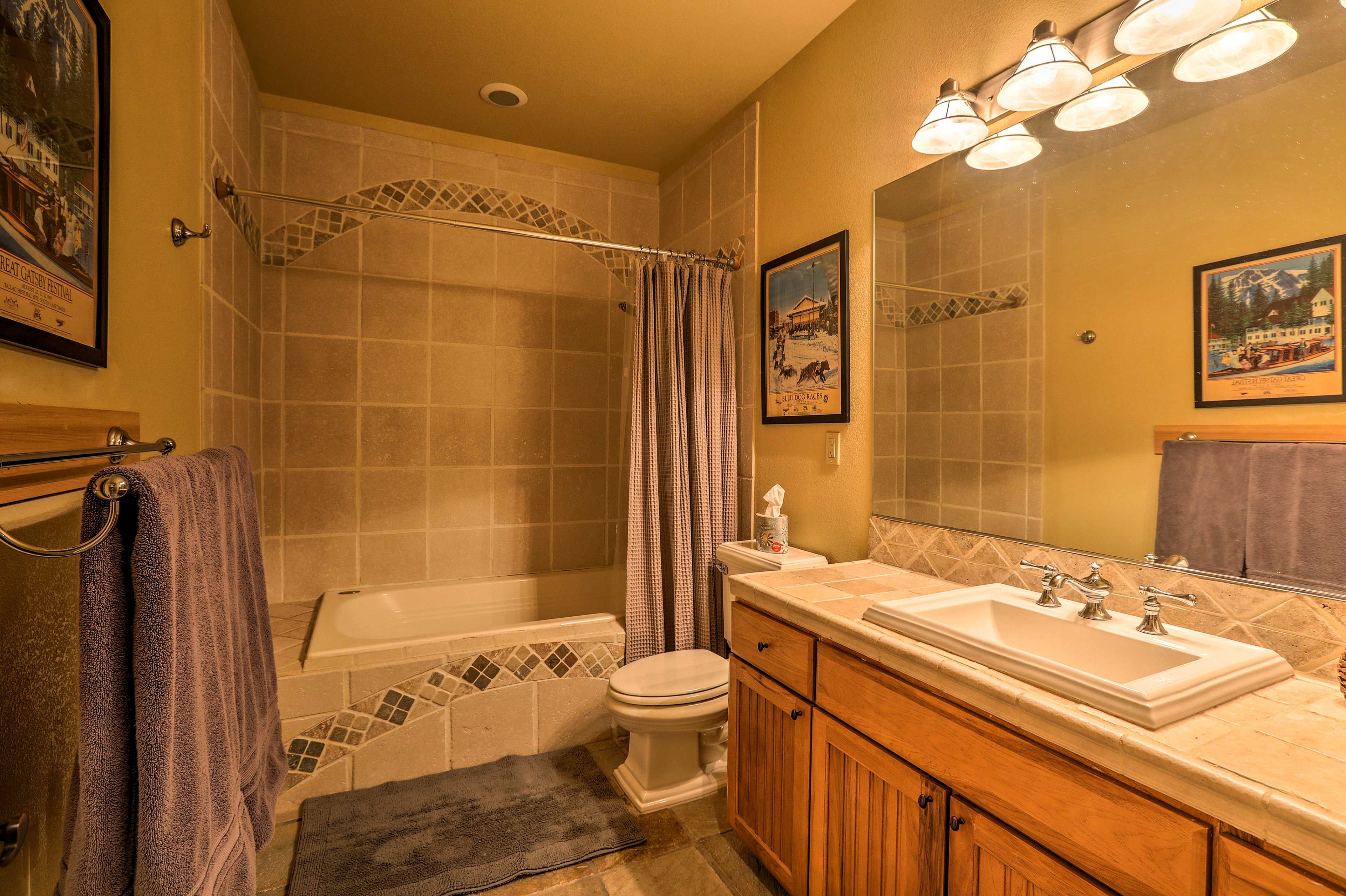 The home provides 2.5 bathrooms for guests to use.