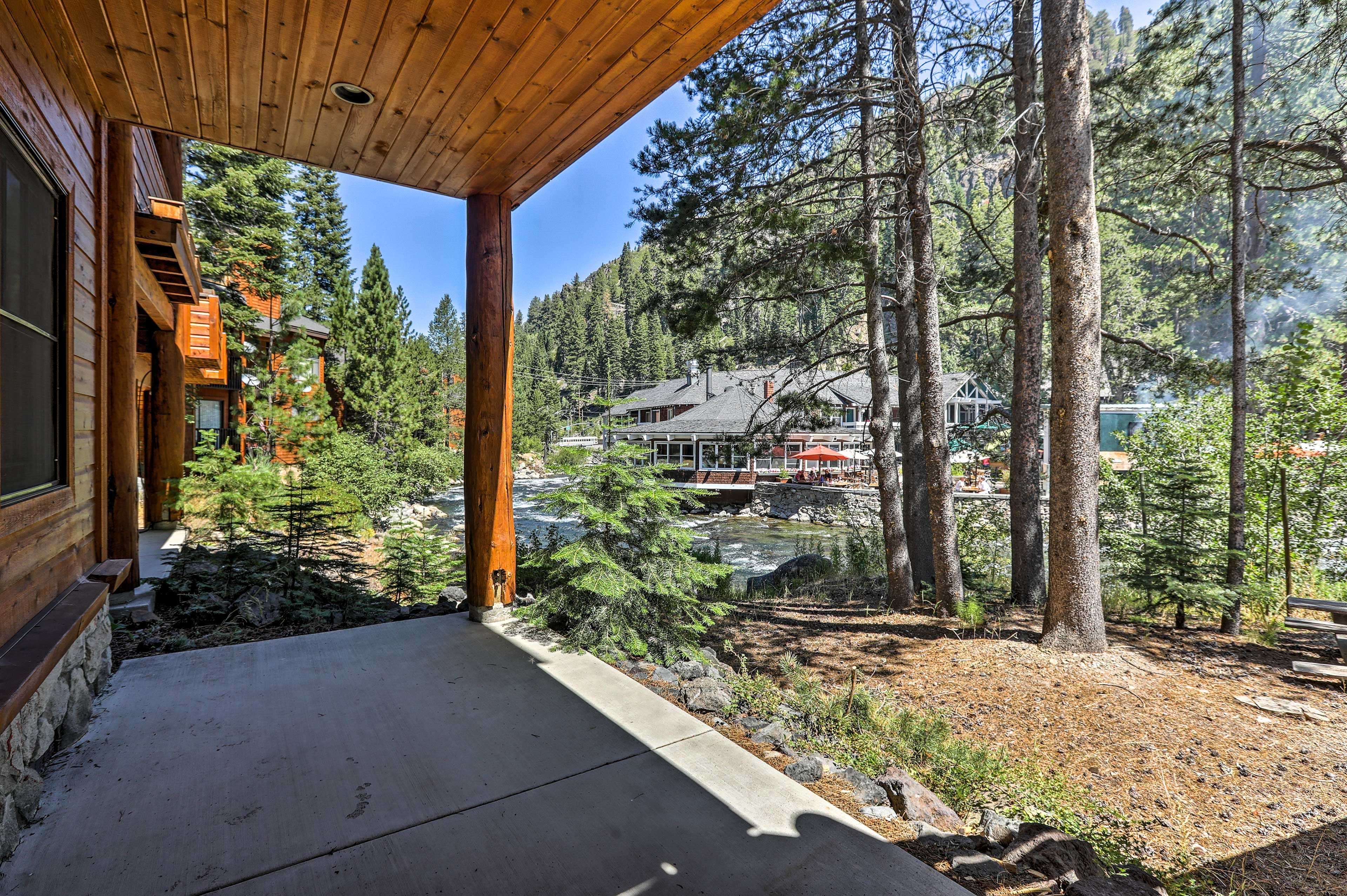 Step outside to the patio for some fresh air.