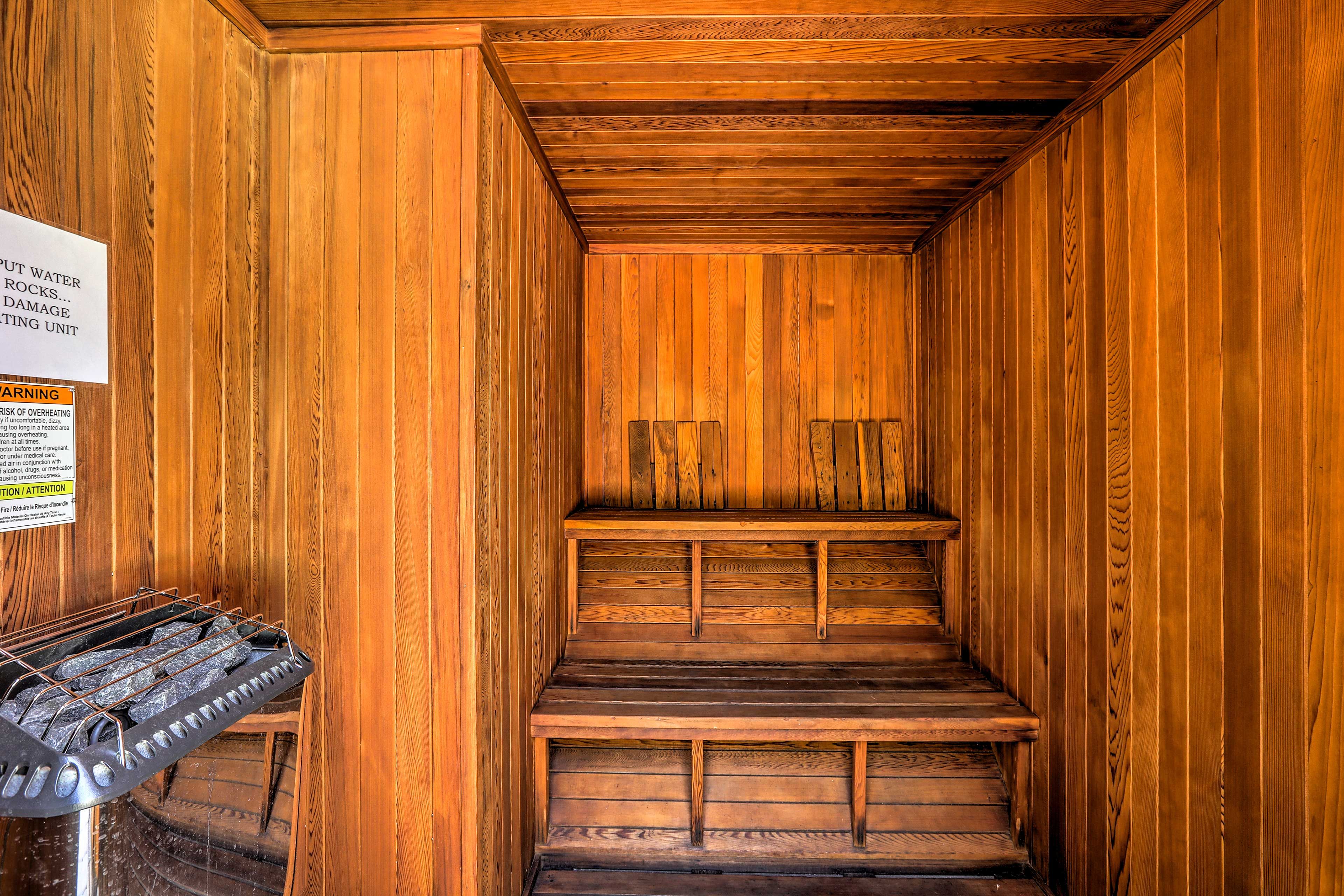 Walk over to River Ranch Lodge to enjoy the amenities such as this sauna.