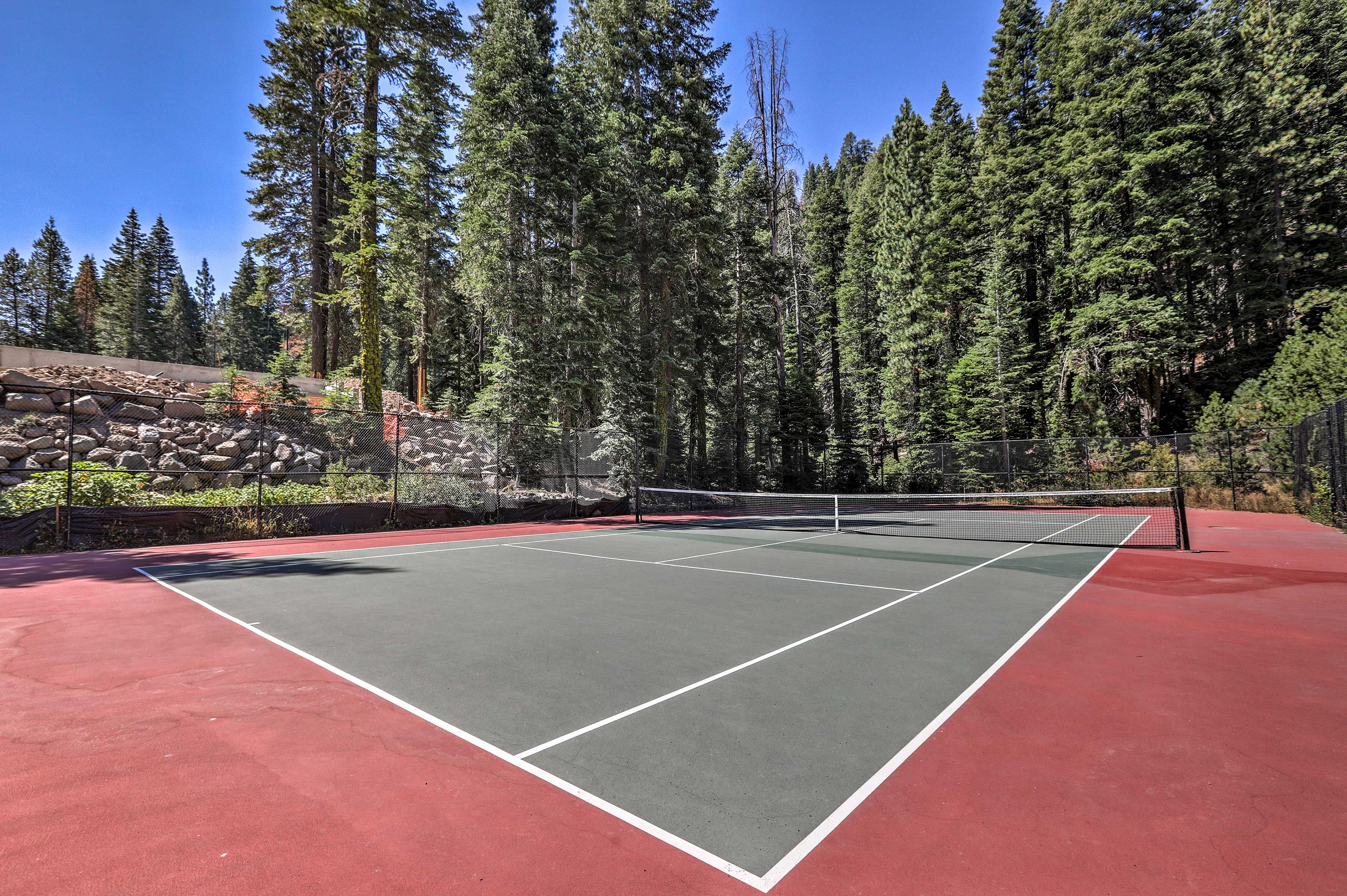 Challenge companions to a tennis match.