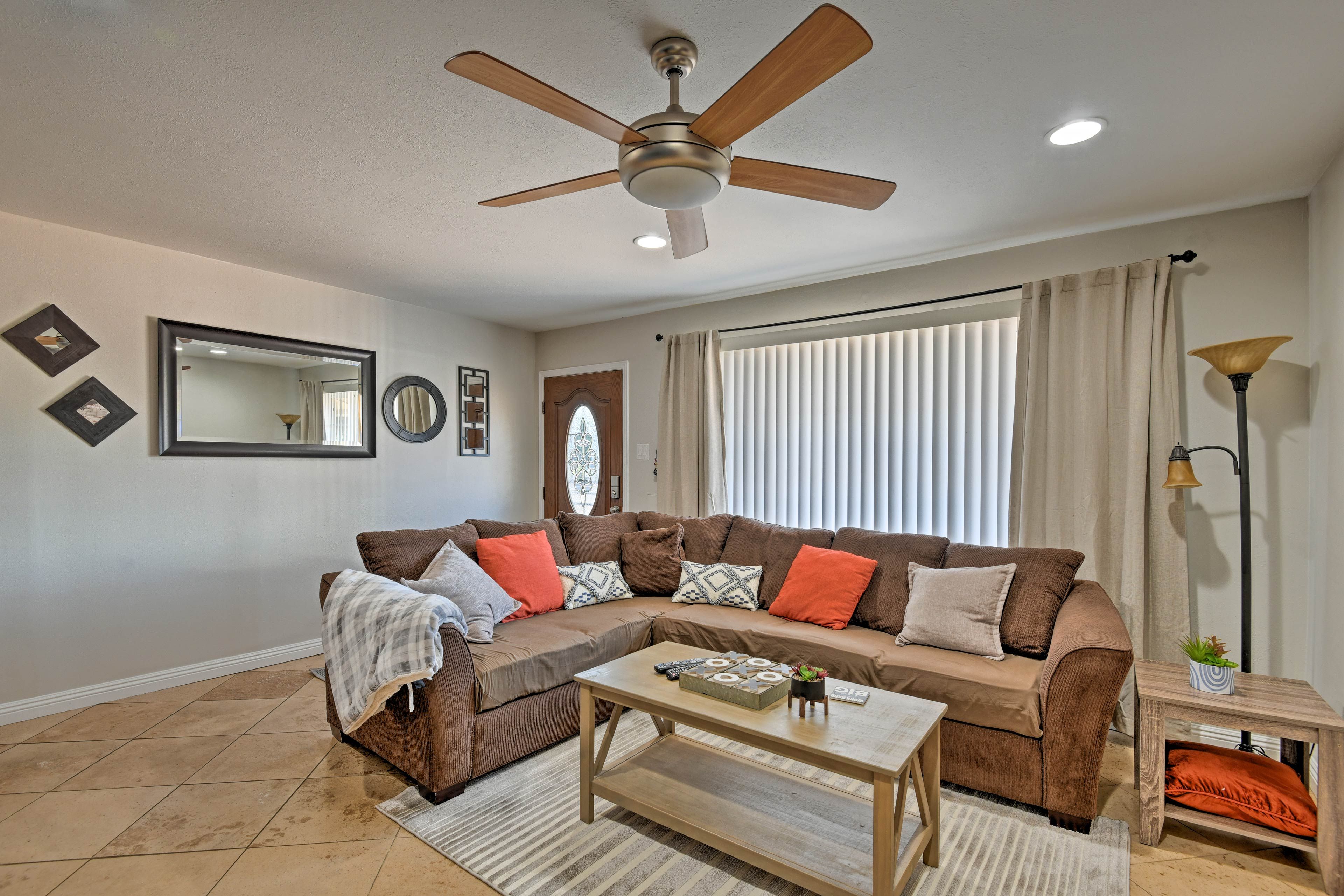 Spread out on the plush sectional during downtime.
