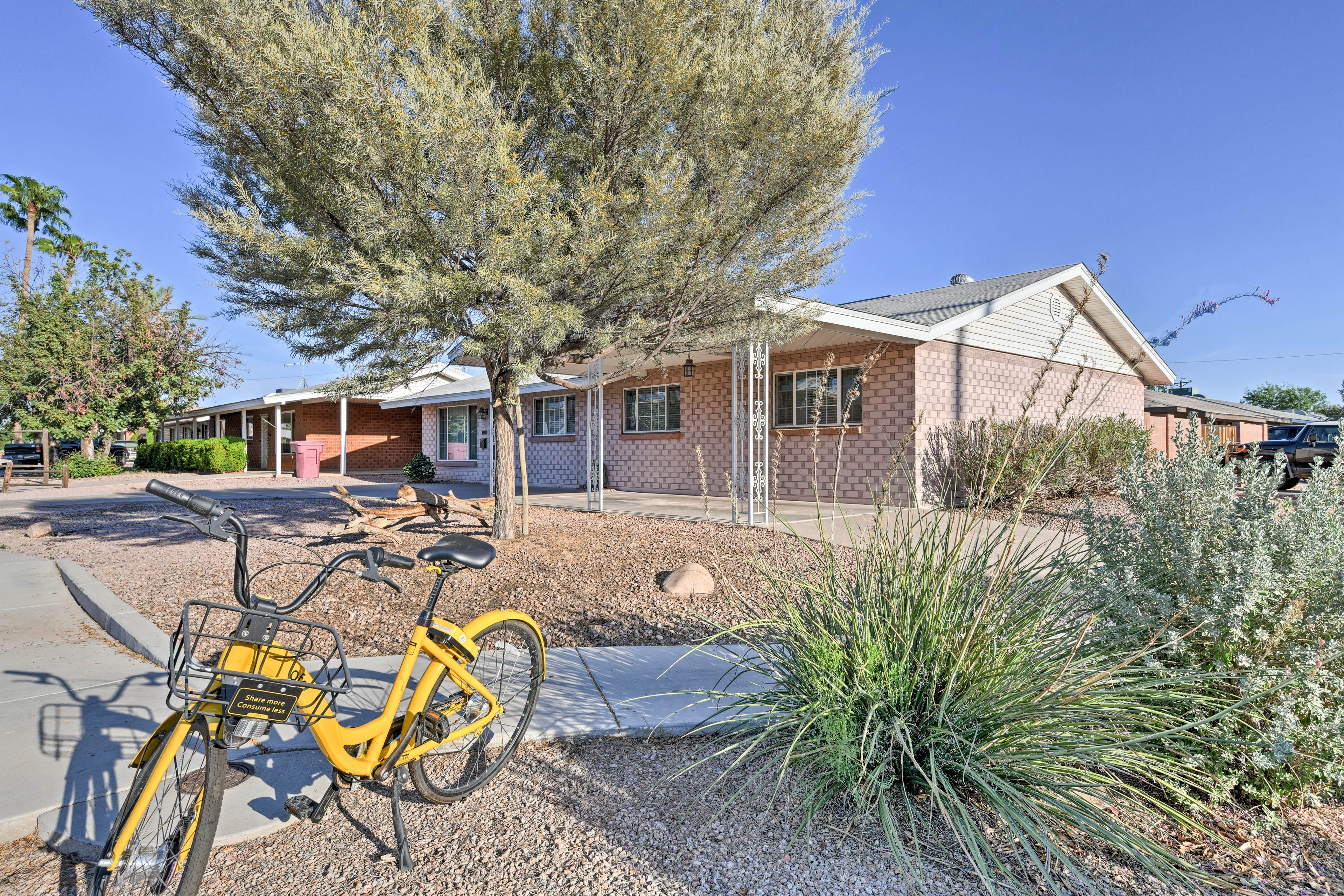 Rentable bikes and scooters are a quick 1-minute walk away.
