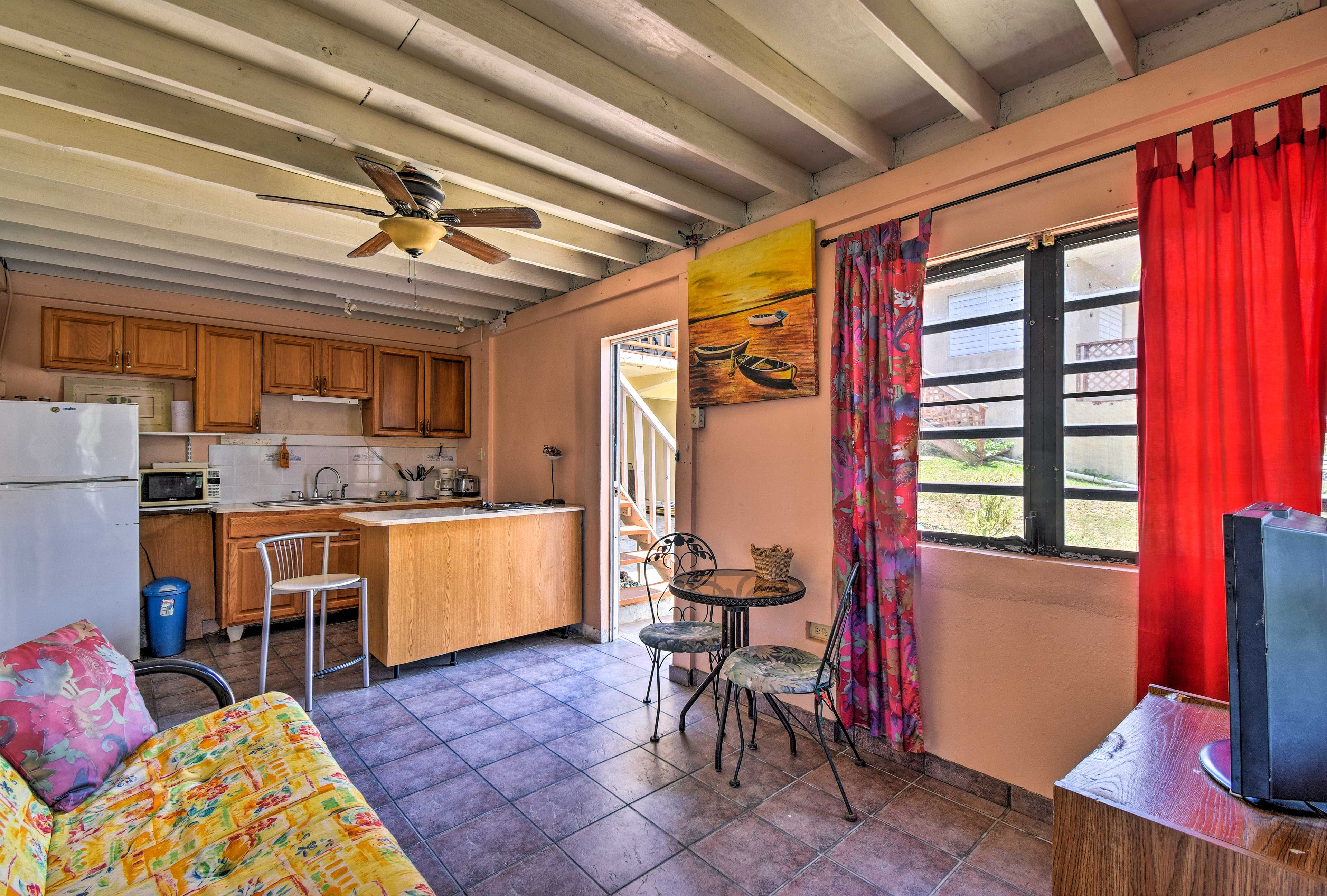 The futon sleeps 2 additional guests!