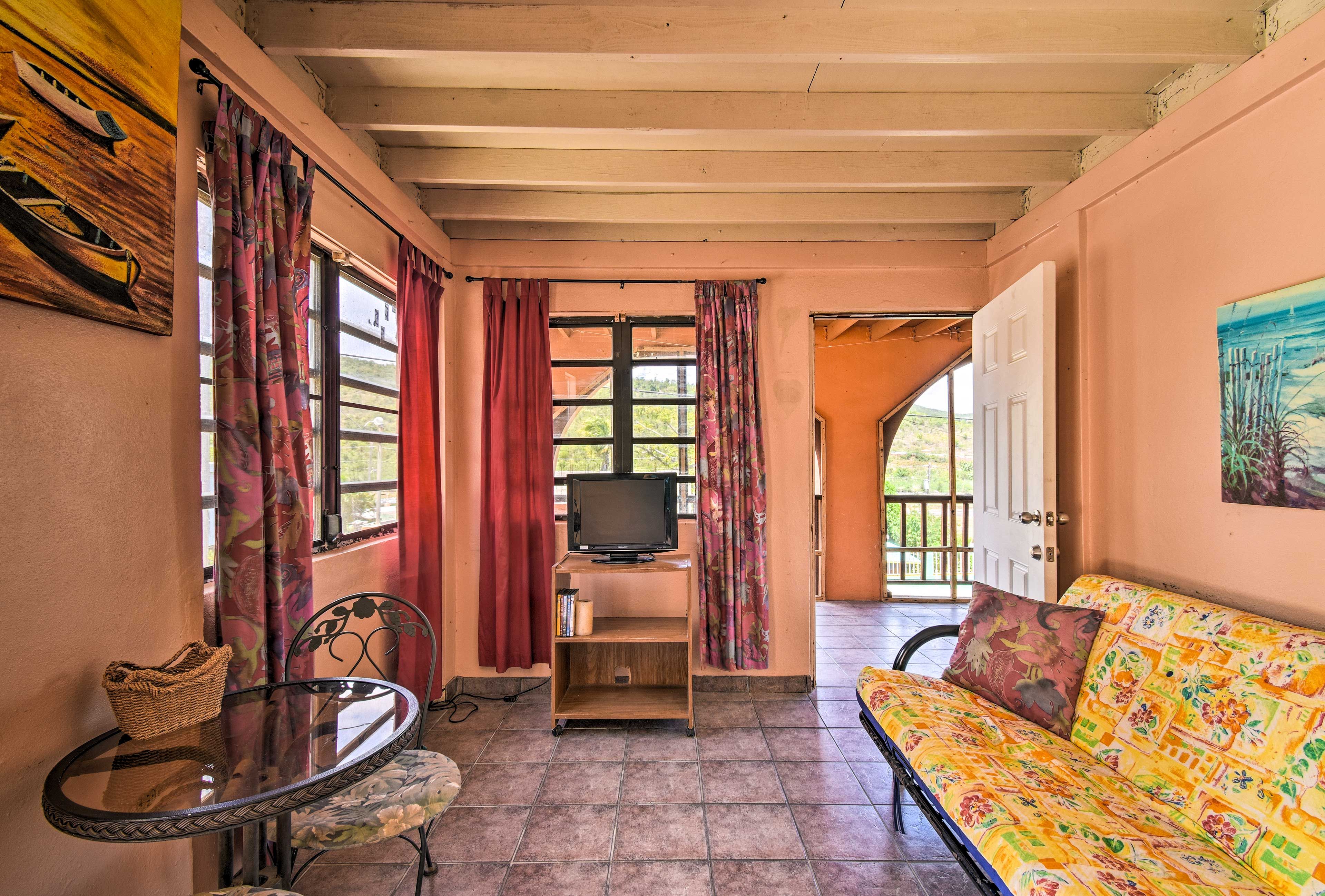 Watch a movie on the flat-screen TV.