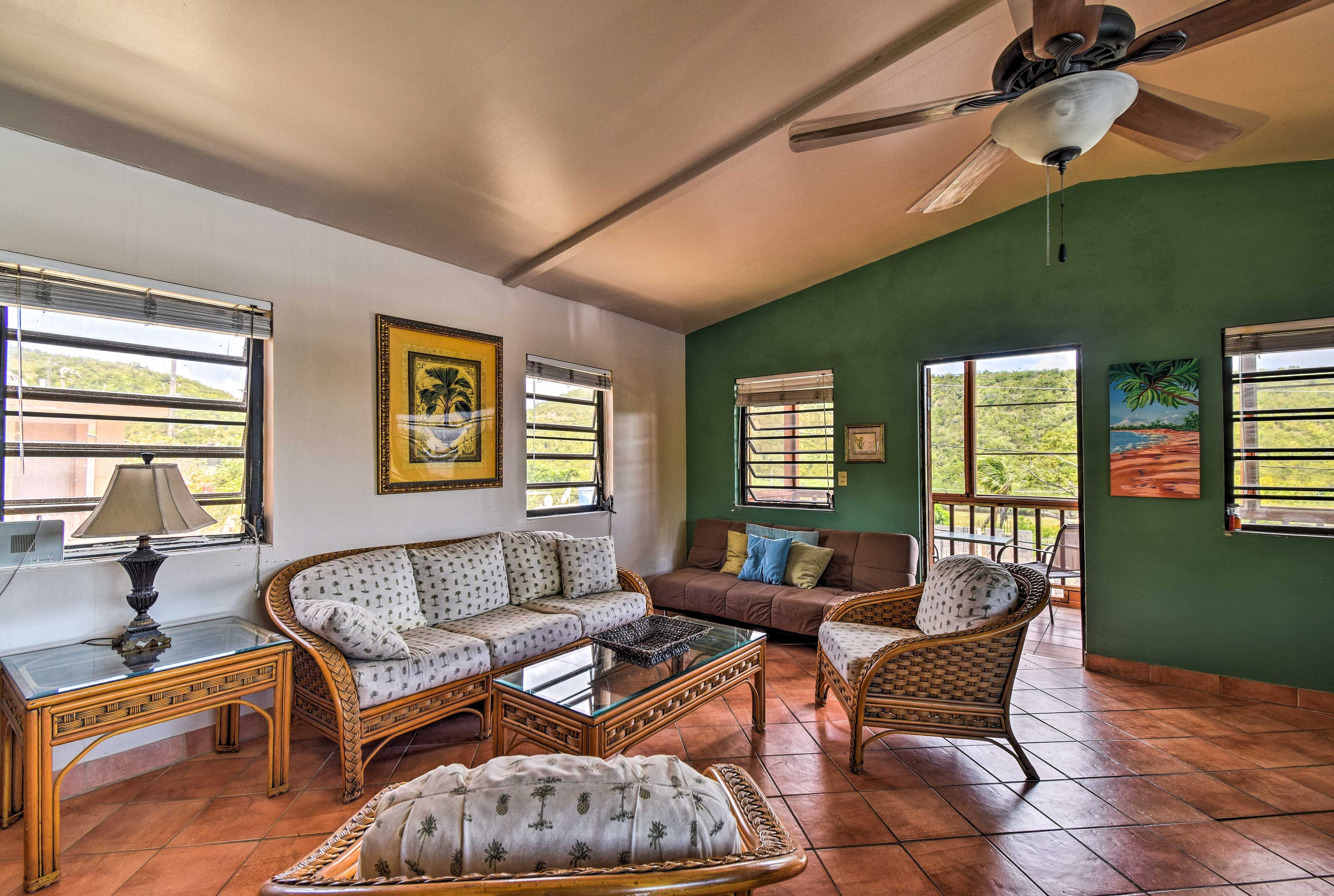 Recount stories from the day while lounging on the comfortable furnishings.