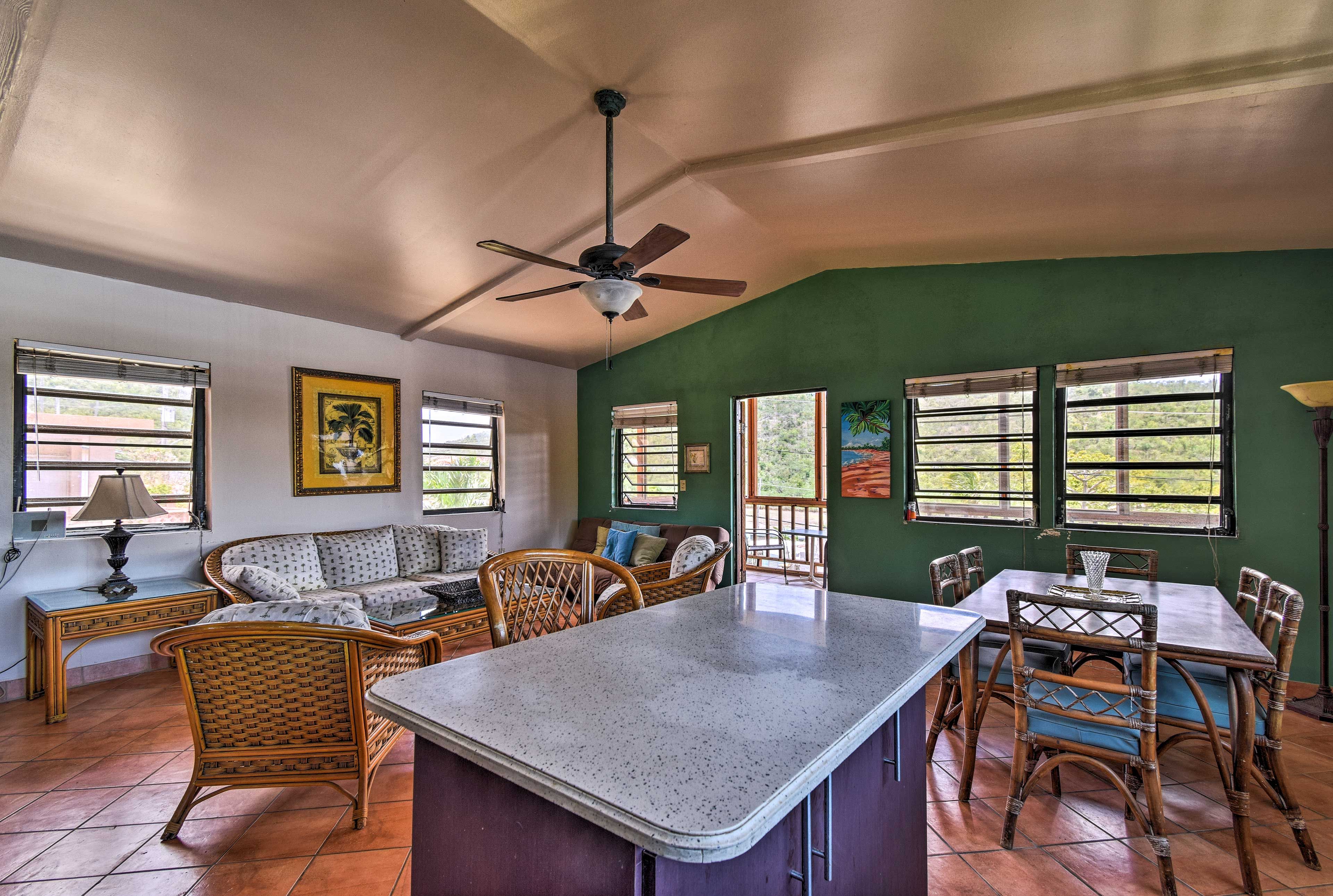 Everyone can easily spread out in the open-concept floor plan.