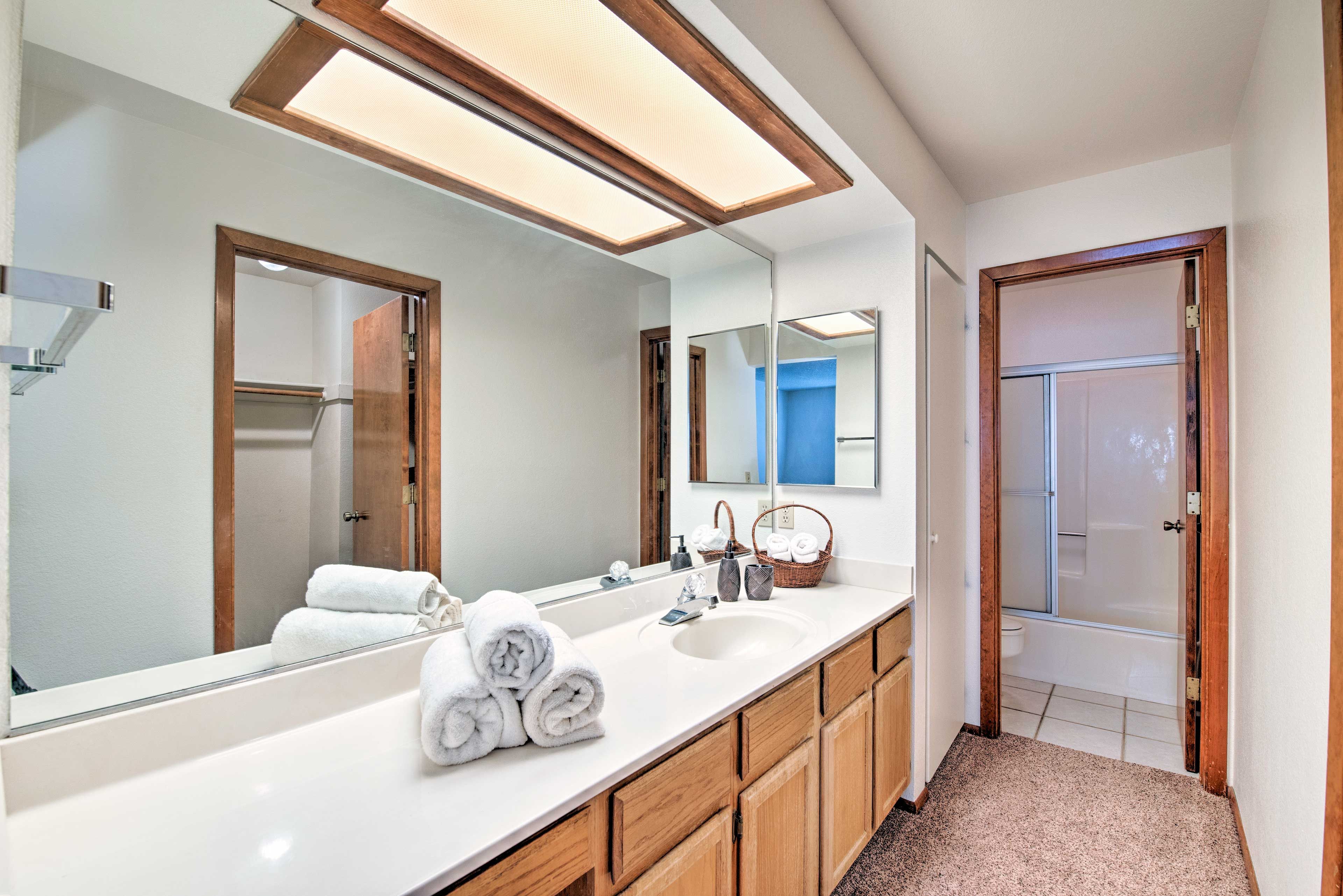 Take a refreshing rinse in the shower/tub combo after a day outdoors!