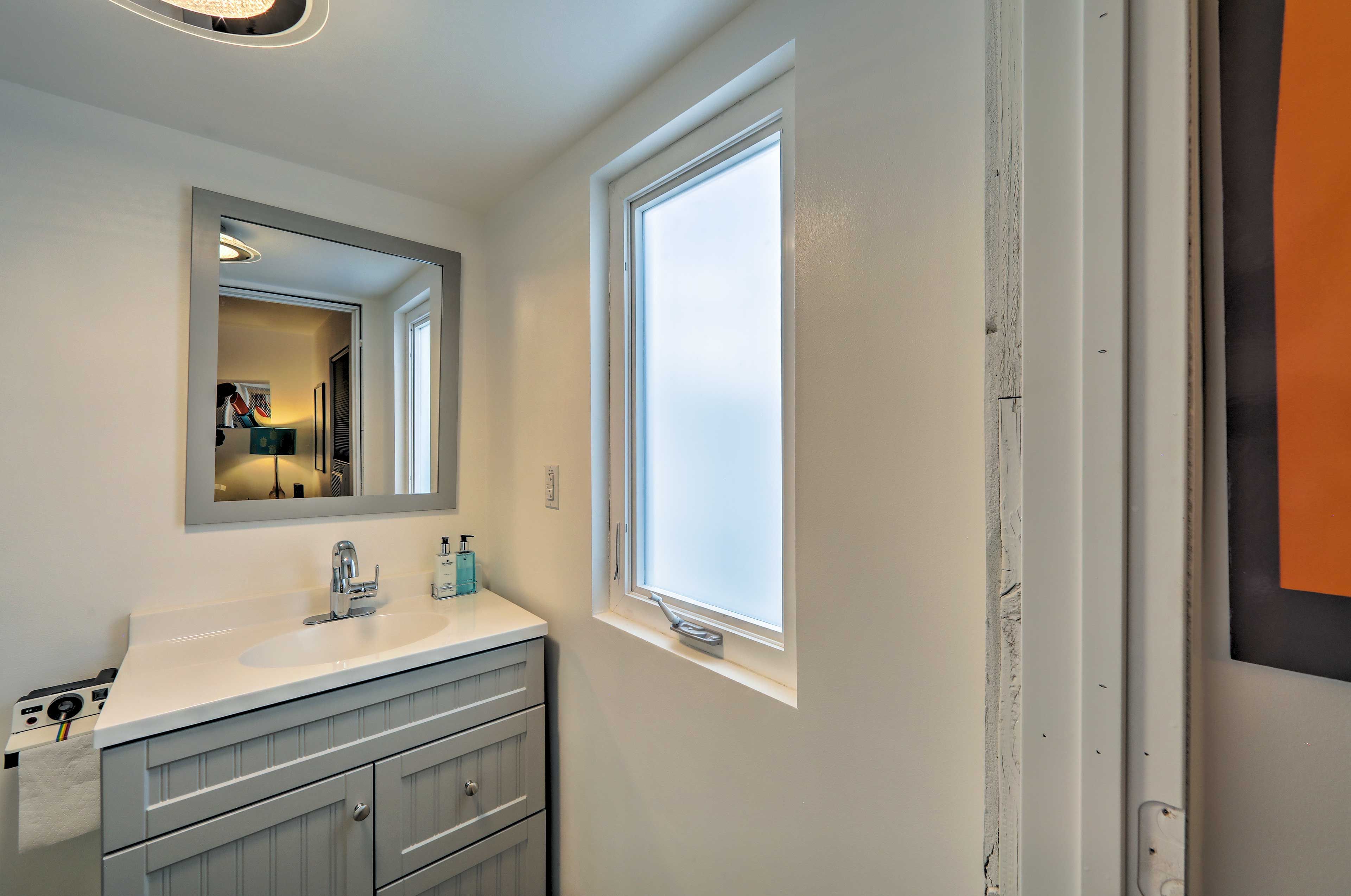 Freshen up in the full bathroom.