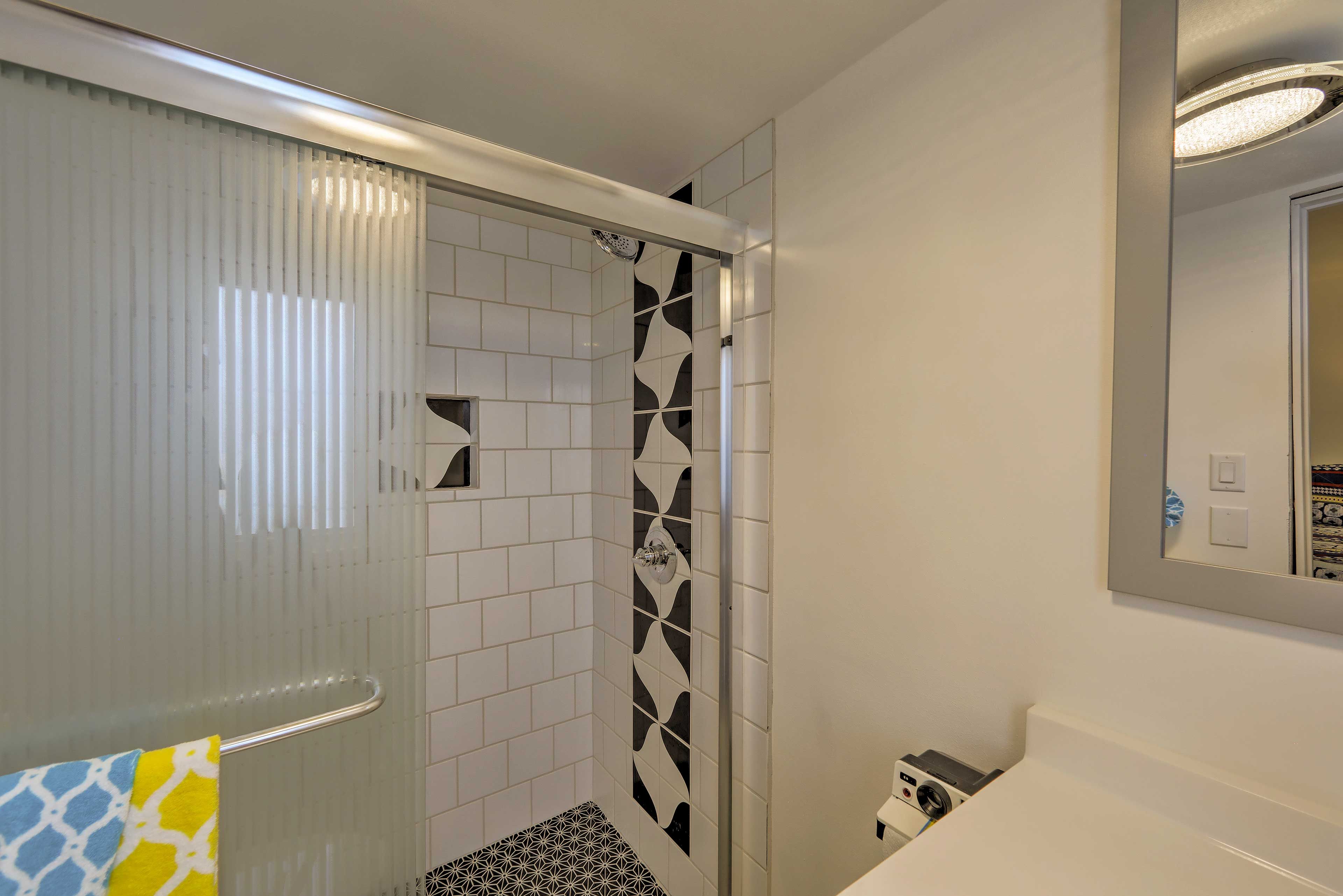 Rinse off in the pristine walk-in shower.