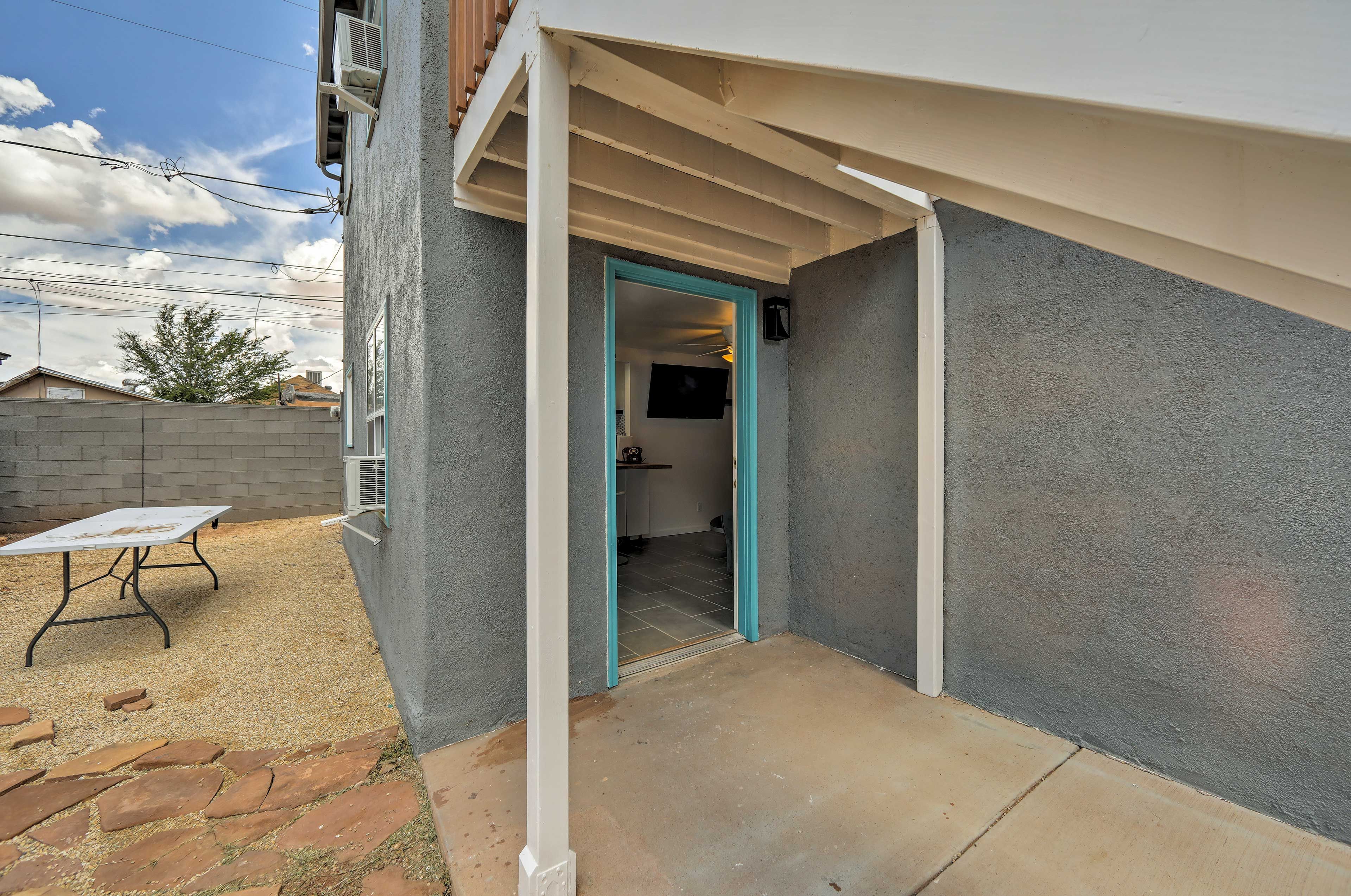 Walk out to the shared deck for some fresh air.