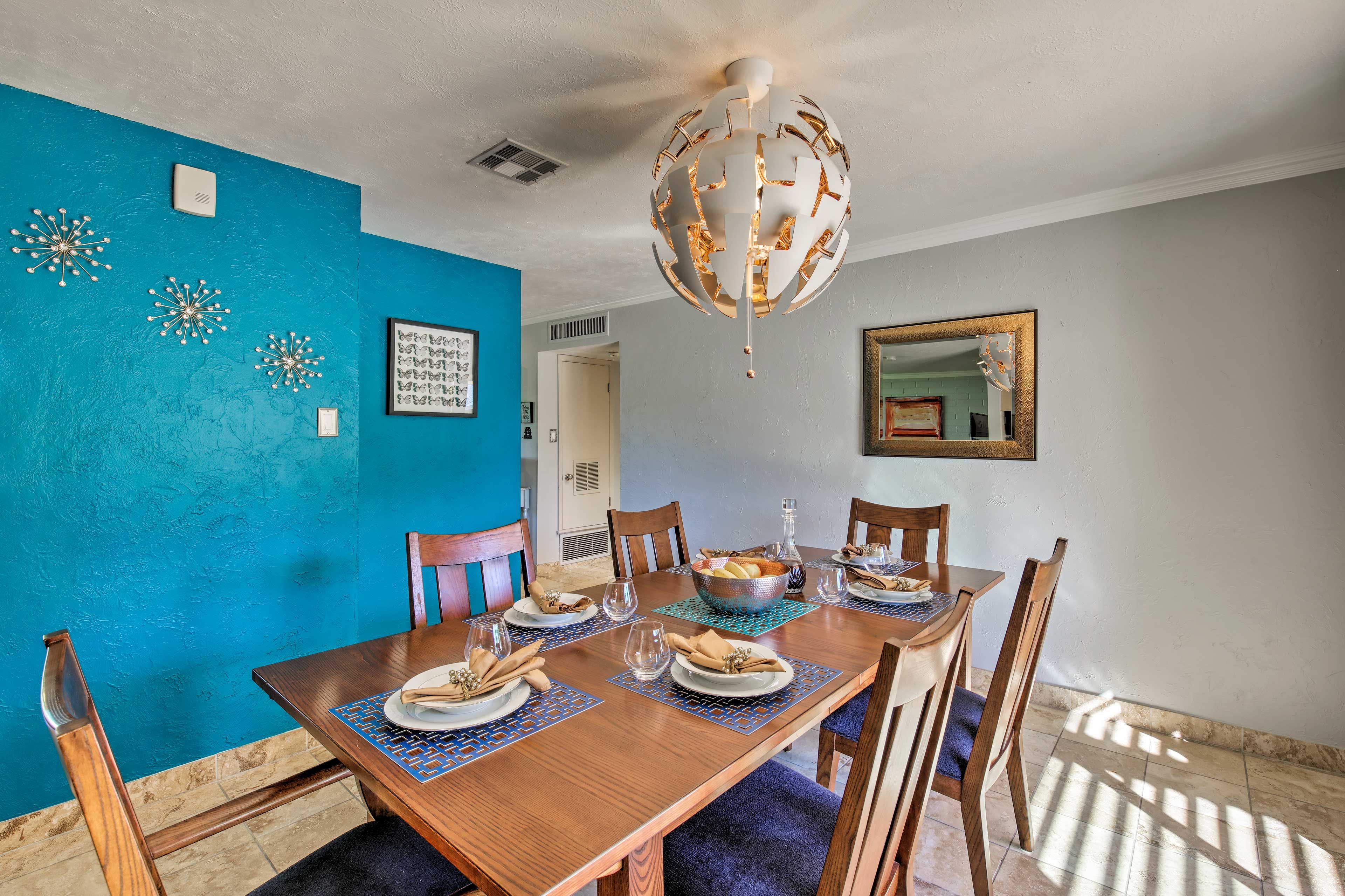 Gather around the dining table for a memorable family meal.