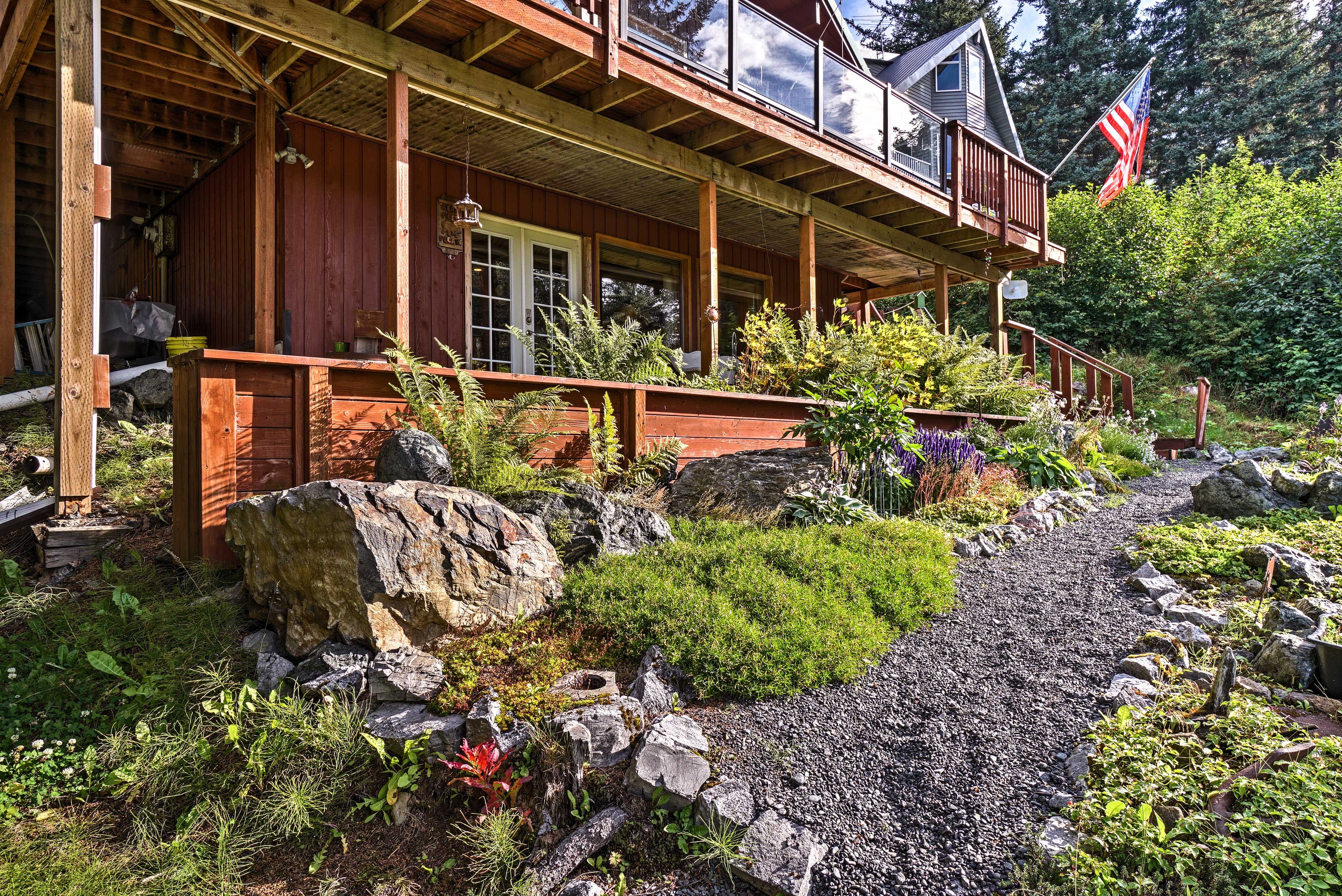The studio is located on the lower level of the home.