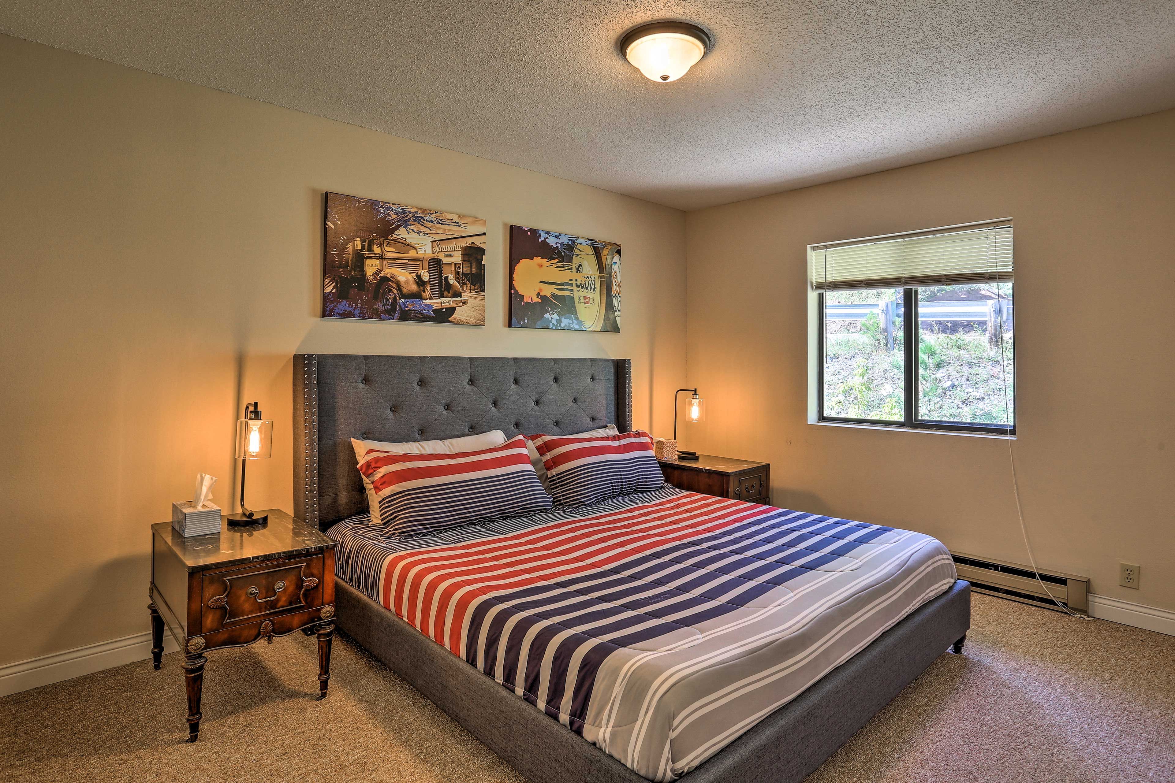 Perfect for couples, this room boasts a king bed.