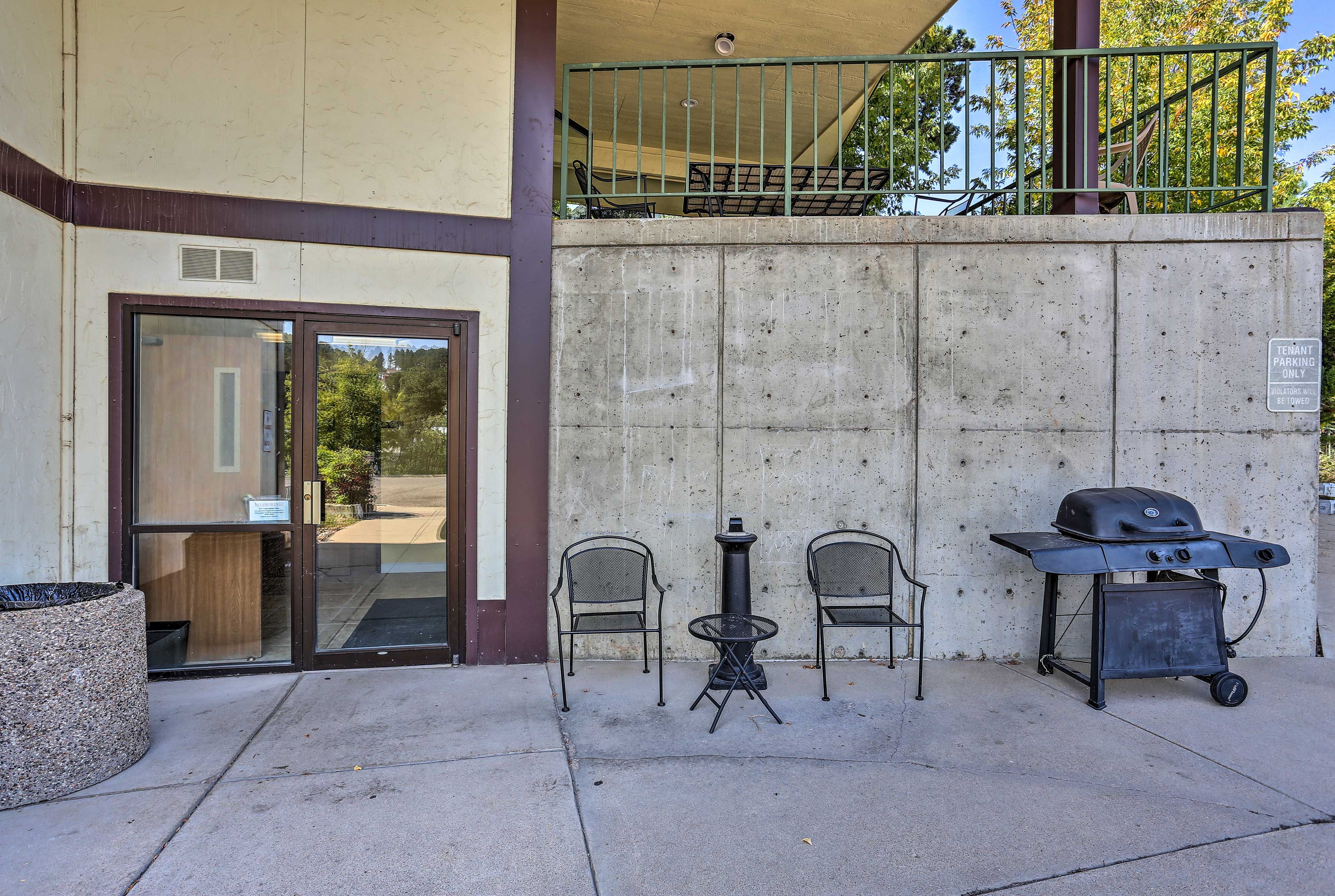Throw some burgers on the communal gas grill.