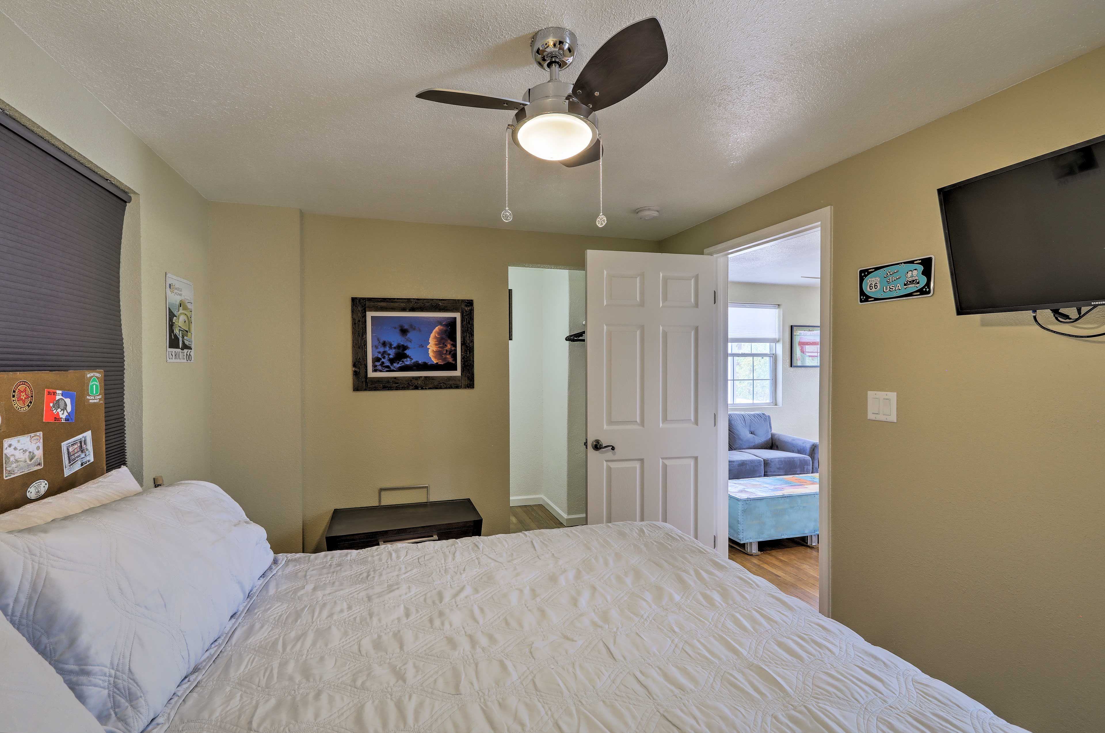 Stay cool with the ceiling fan.