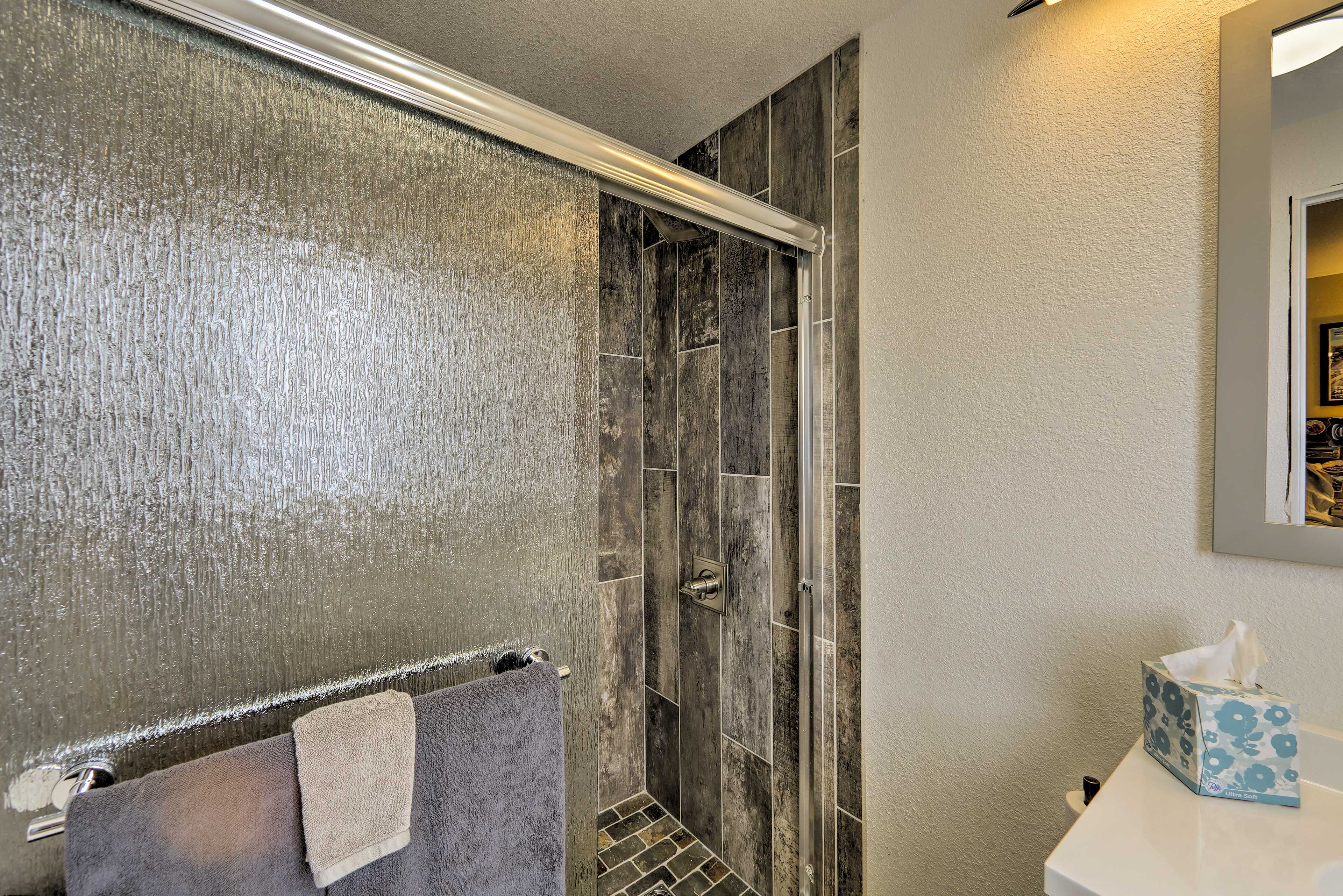 Rinse off after daily adventures in the walk-in shower.