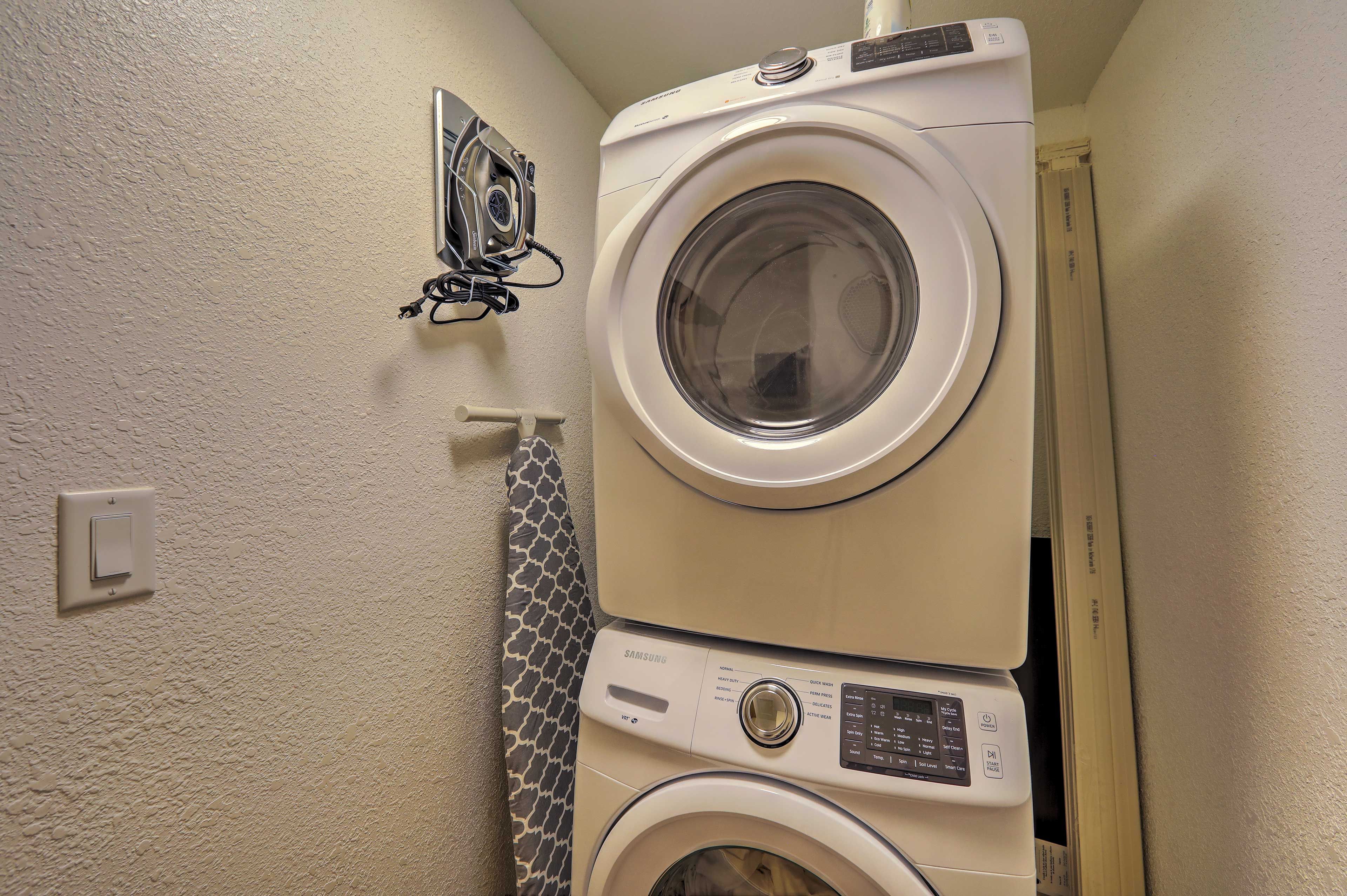 Pack light with the convenience of the in-unit washer and dryer.