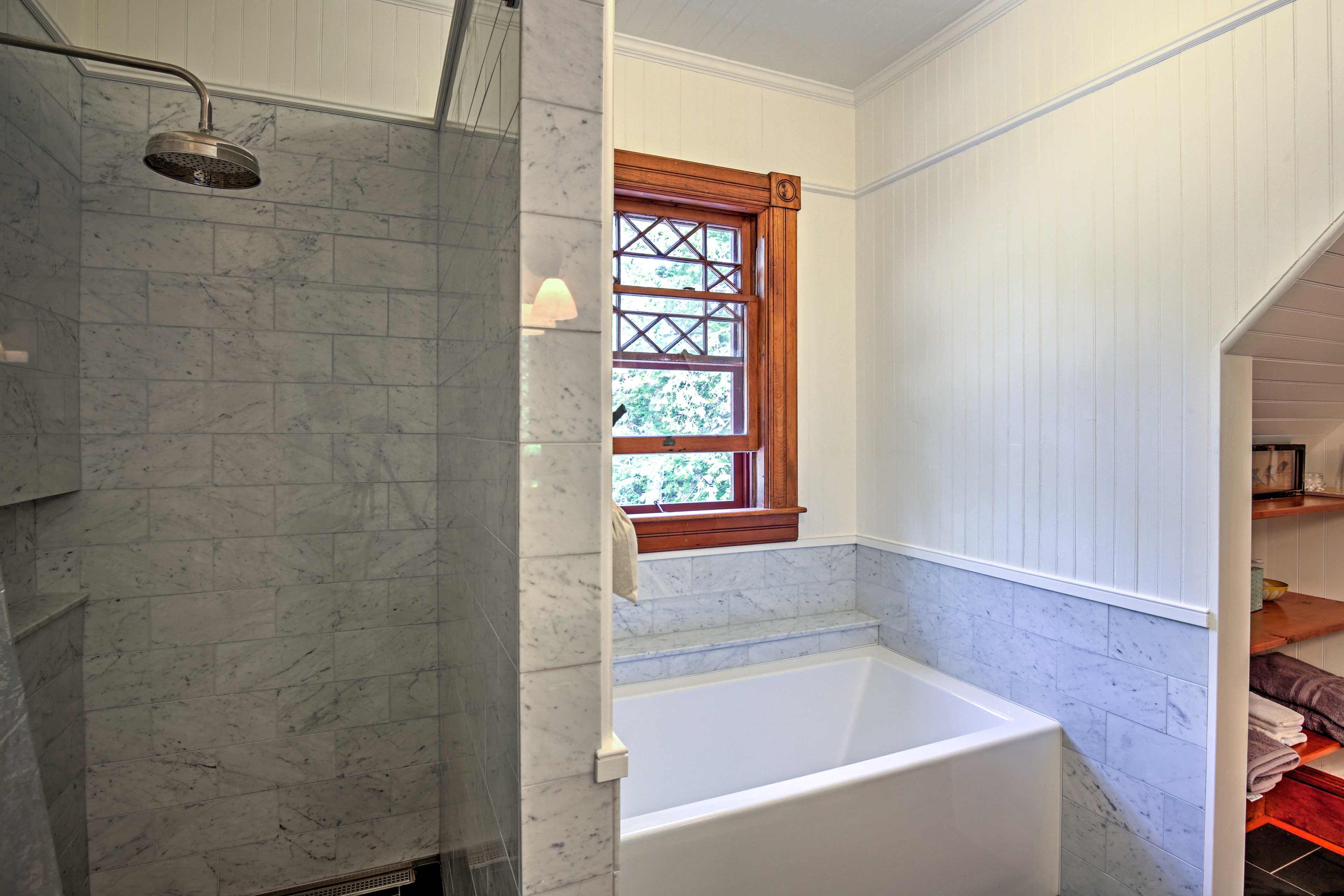 Cool off in the walk-in shower.