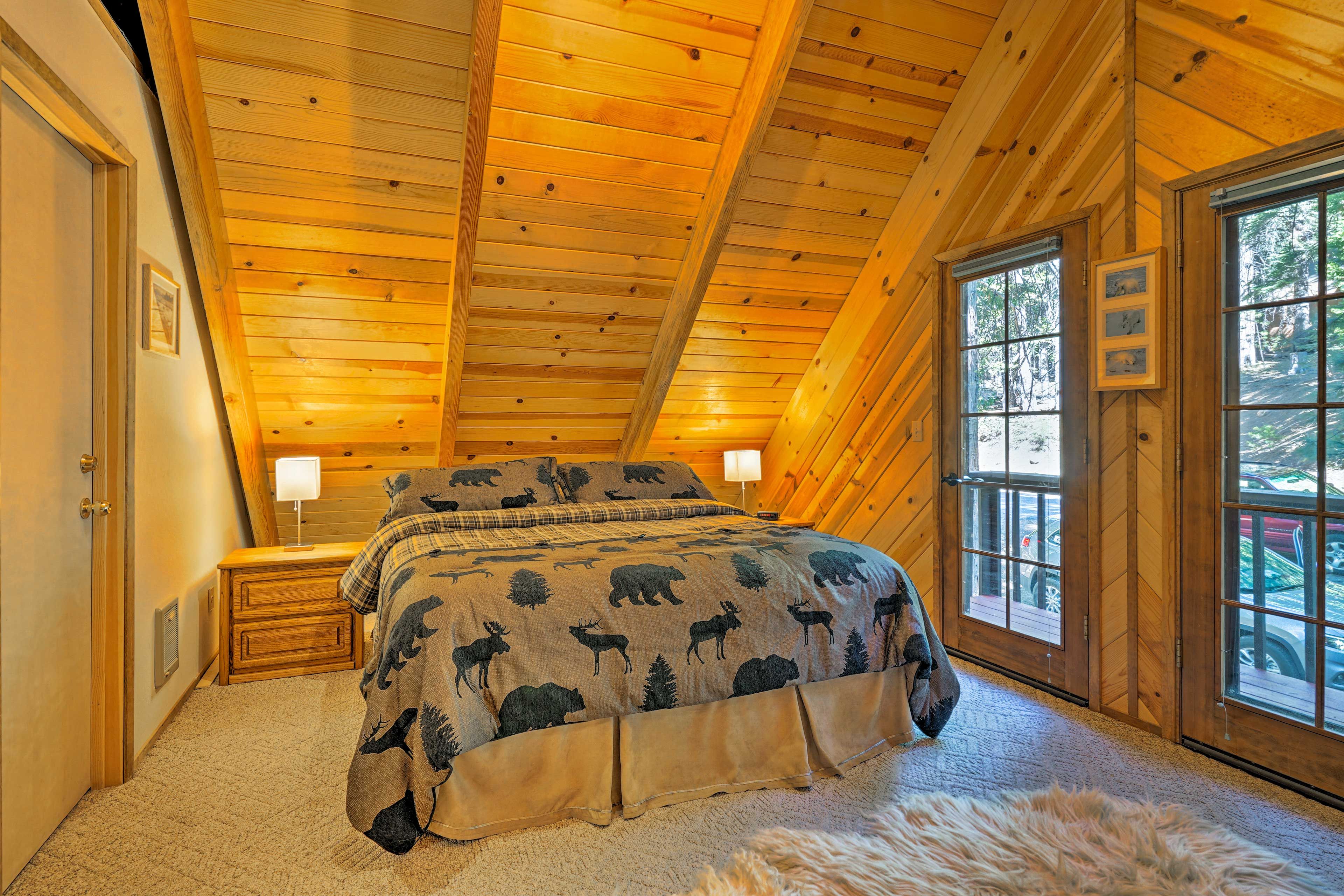 This bedroom includes access to a private balcony!