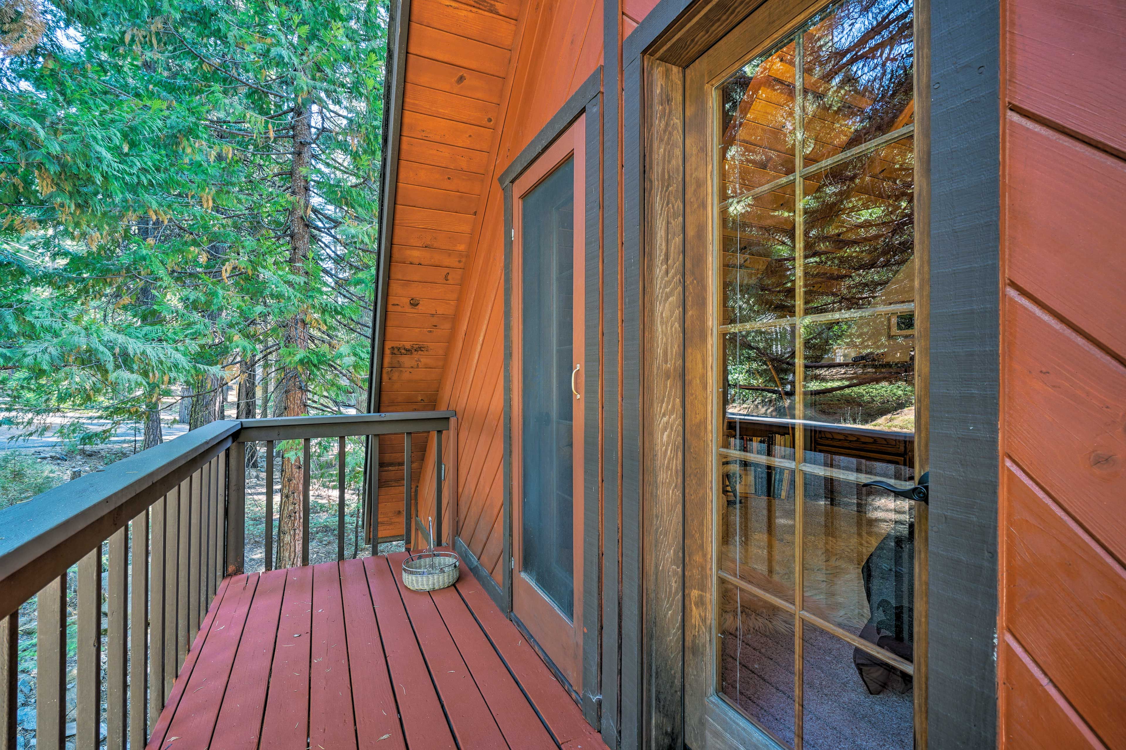Slip through the sliding glass doors to get a breath of fresh air at any time.