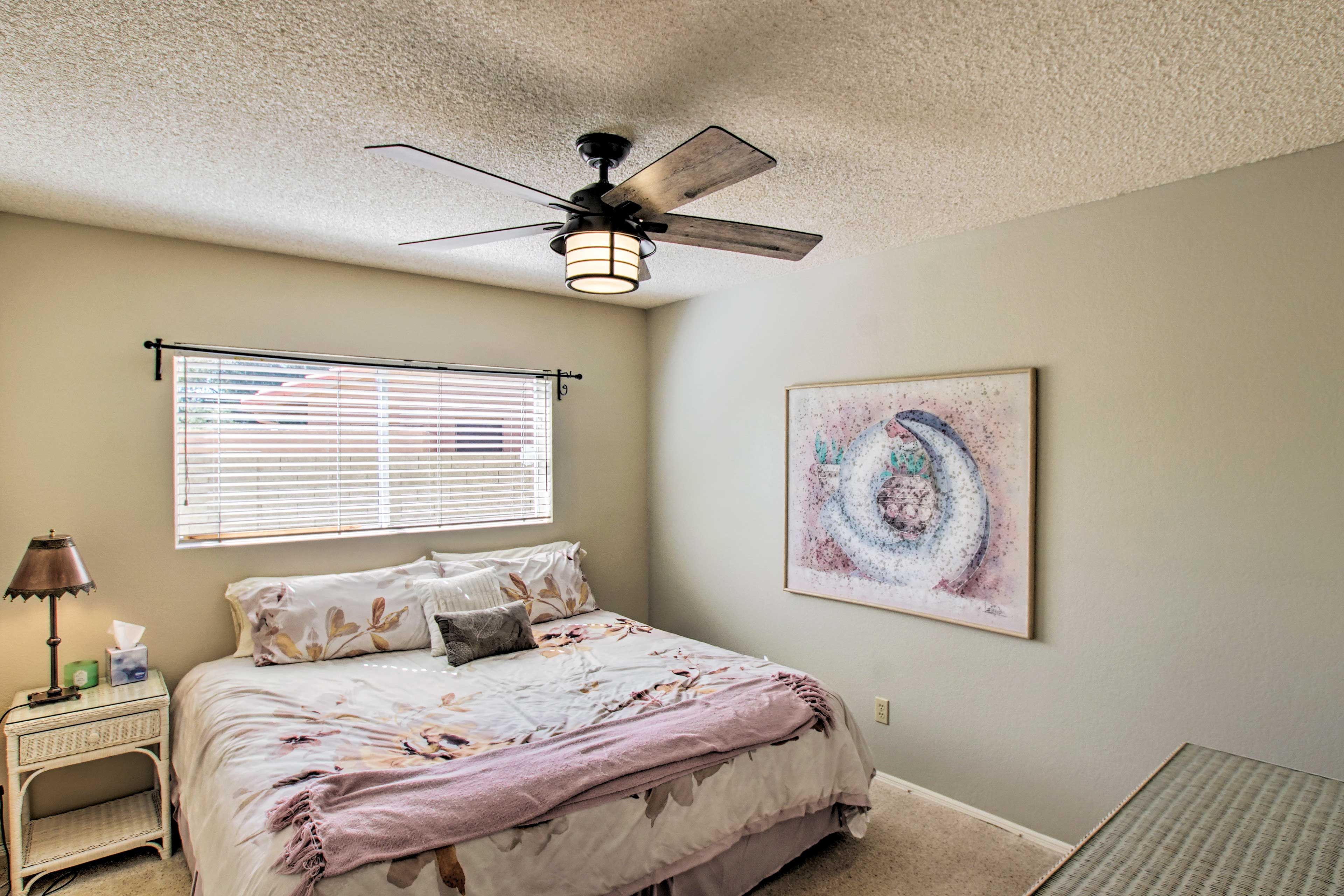 Guests are sure to sleep soundly in the second bedroom.