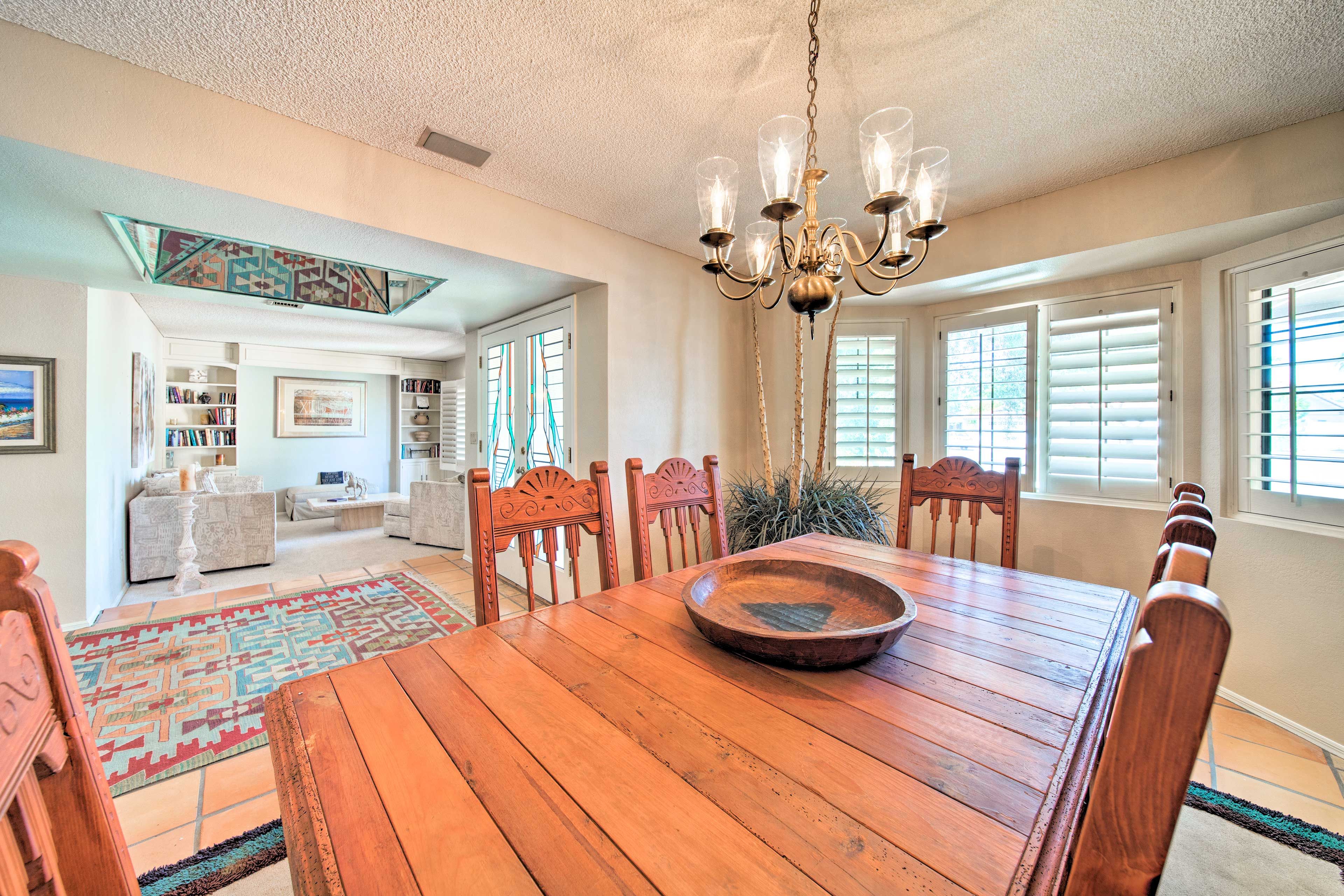 Natural light illuminates each room through a wealth of windows.