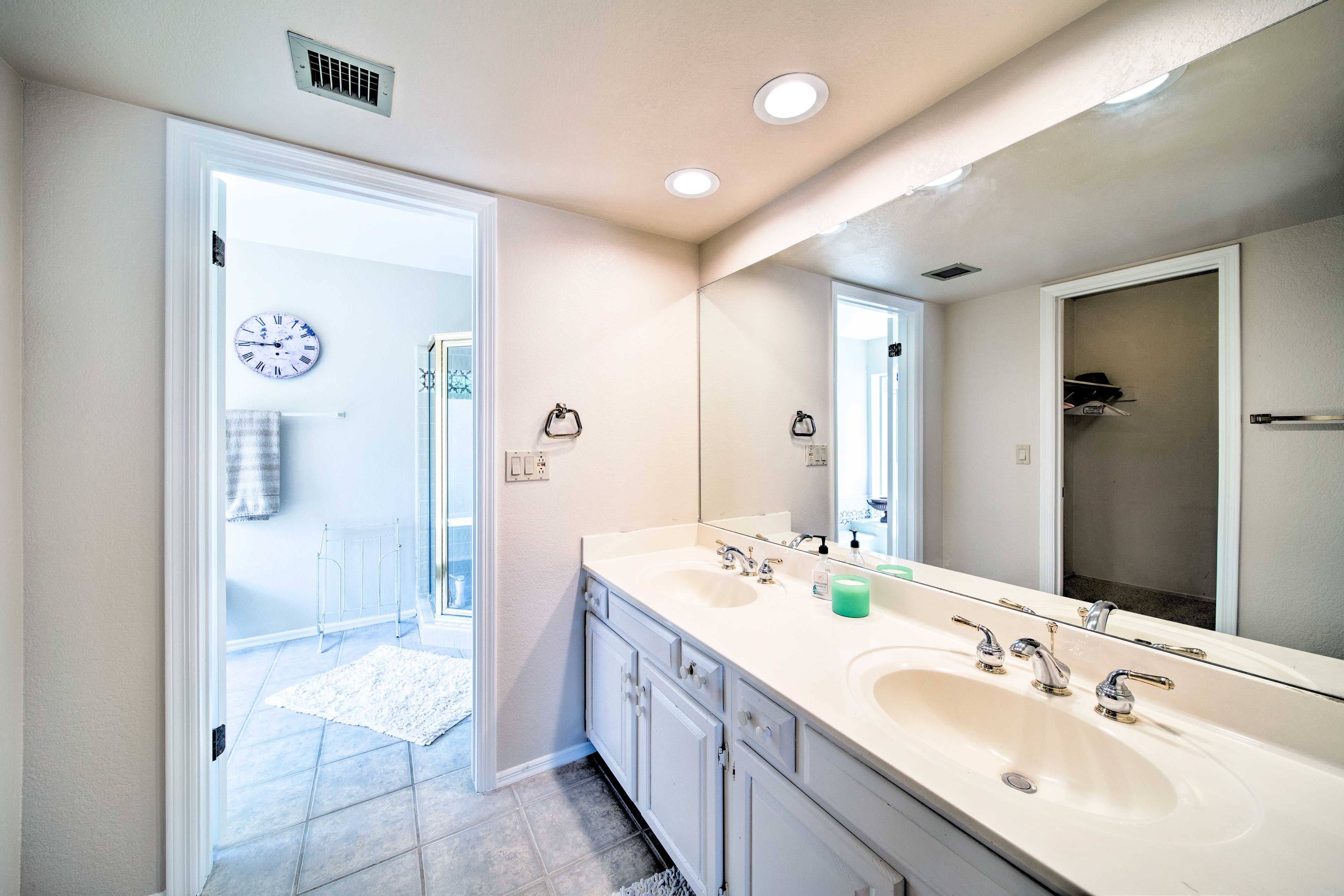 The en-suite bathroom includes a double vanity and walk-in shower!