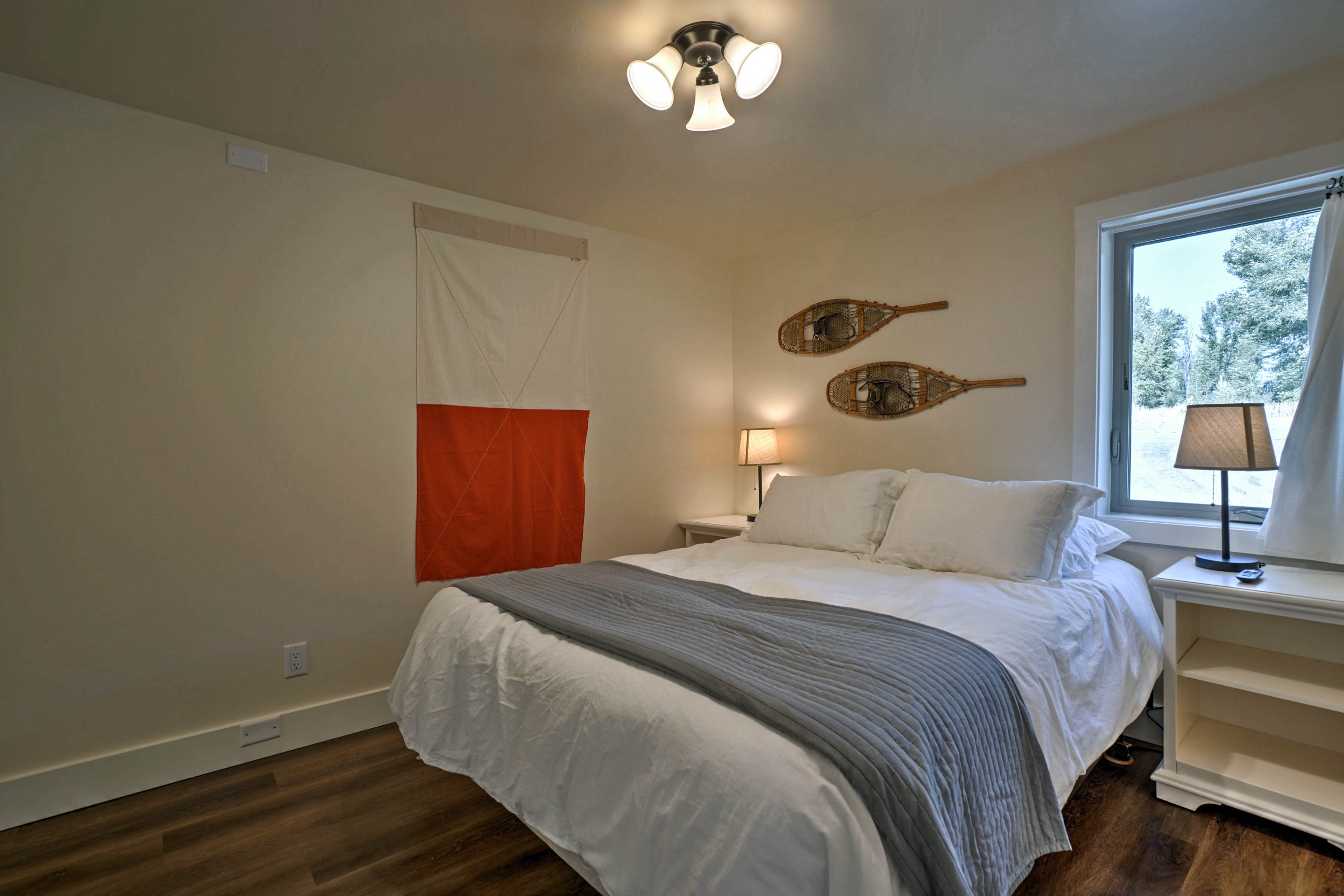 Open the window to let the fresh mountain air drift in while you sleep.