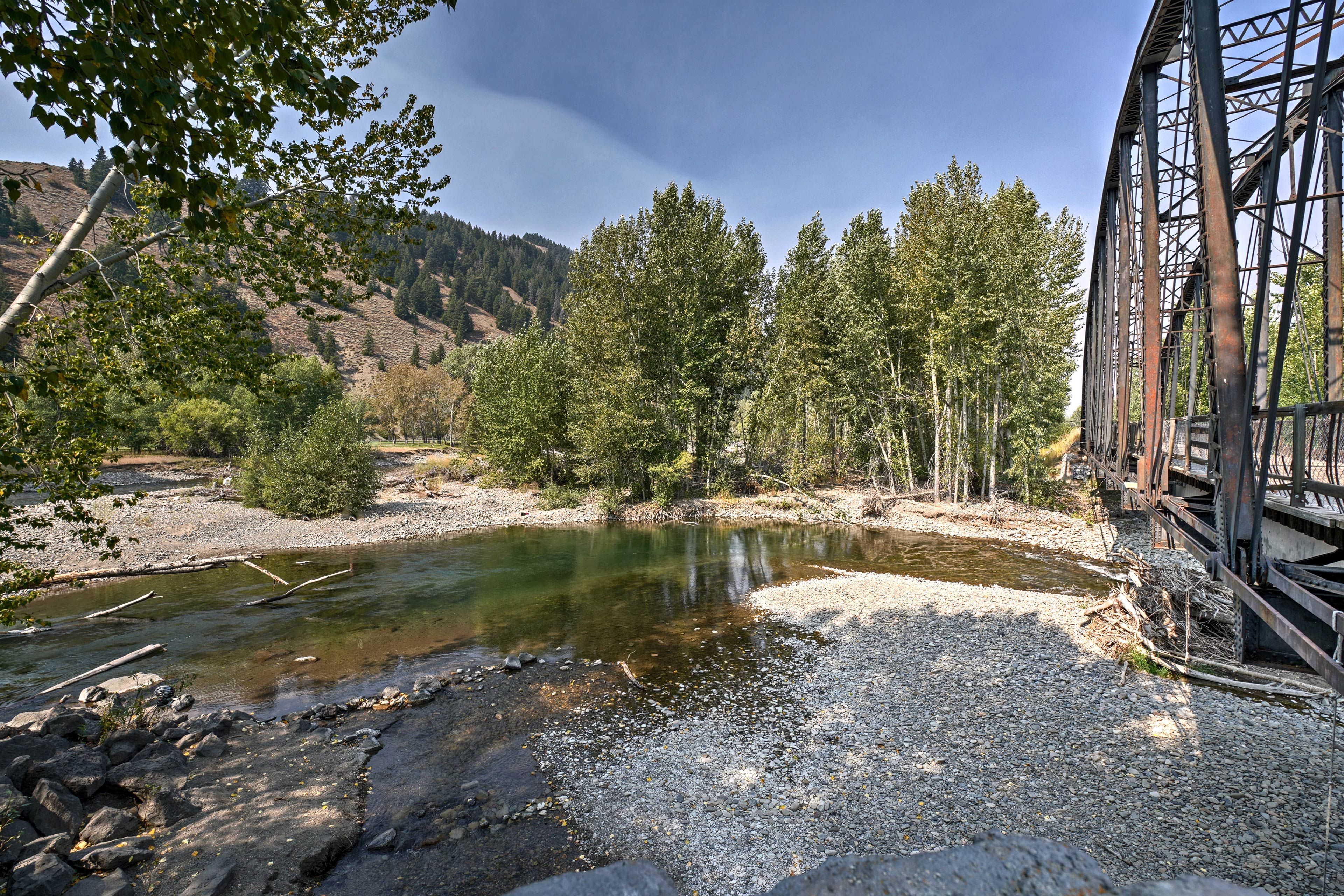 The scenic Big Wood River is a short walk from the townhome.