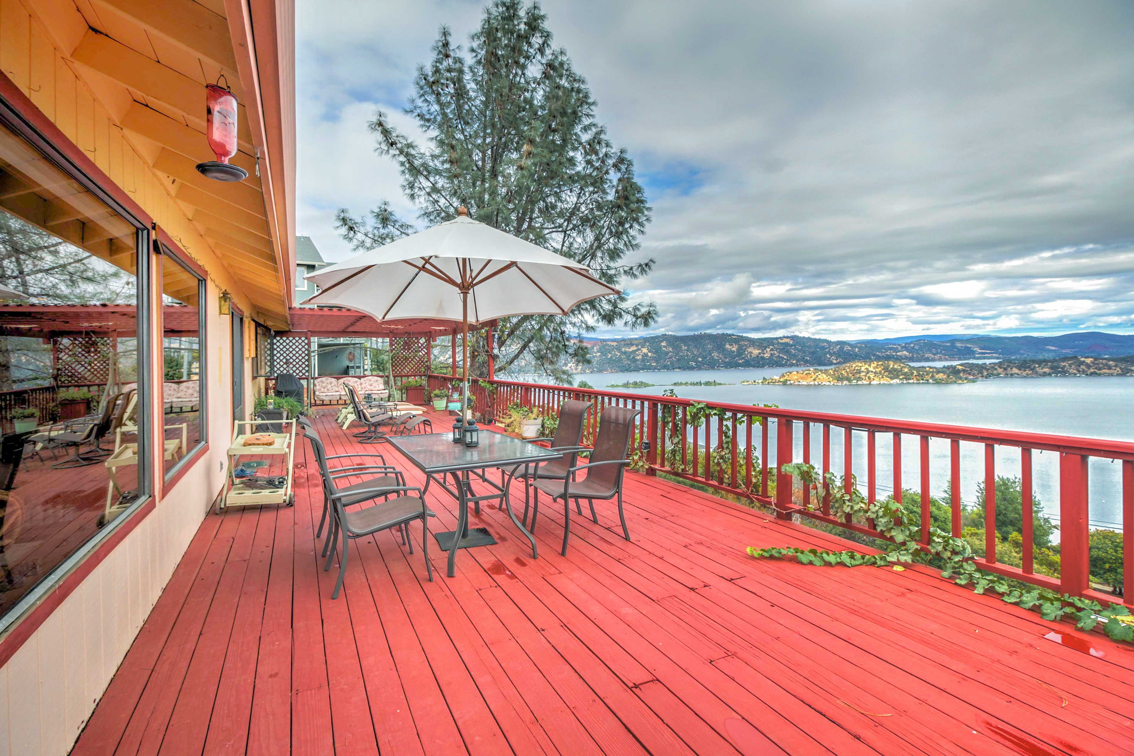 Spacious Deck | Lake & Mountain Views | Outdoor Dining | Loungers | Gas Grill