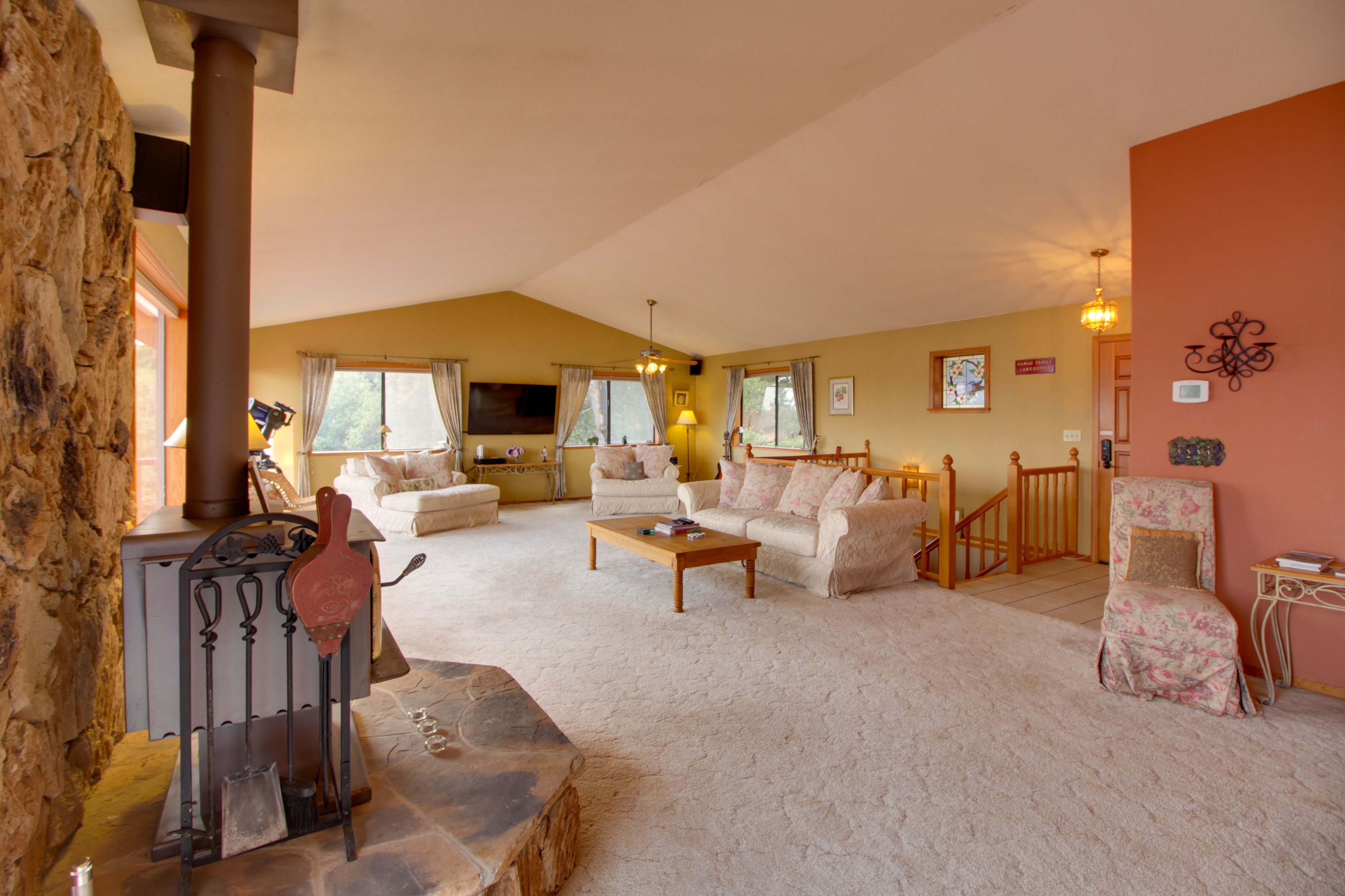 Living Room | Wood-Burning Stove | Telescope