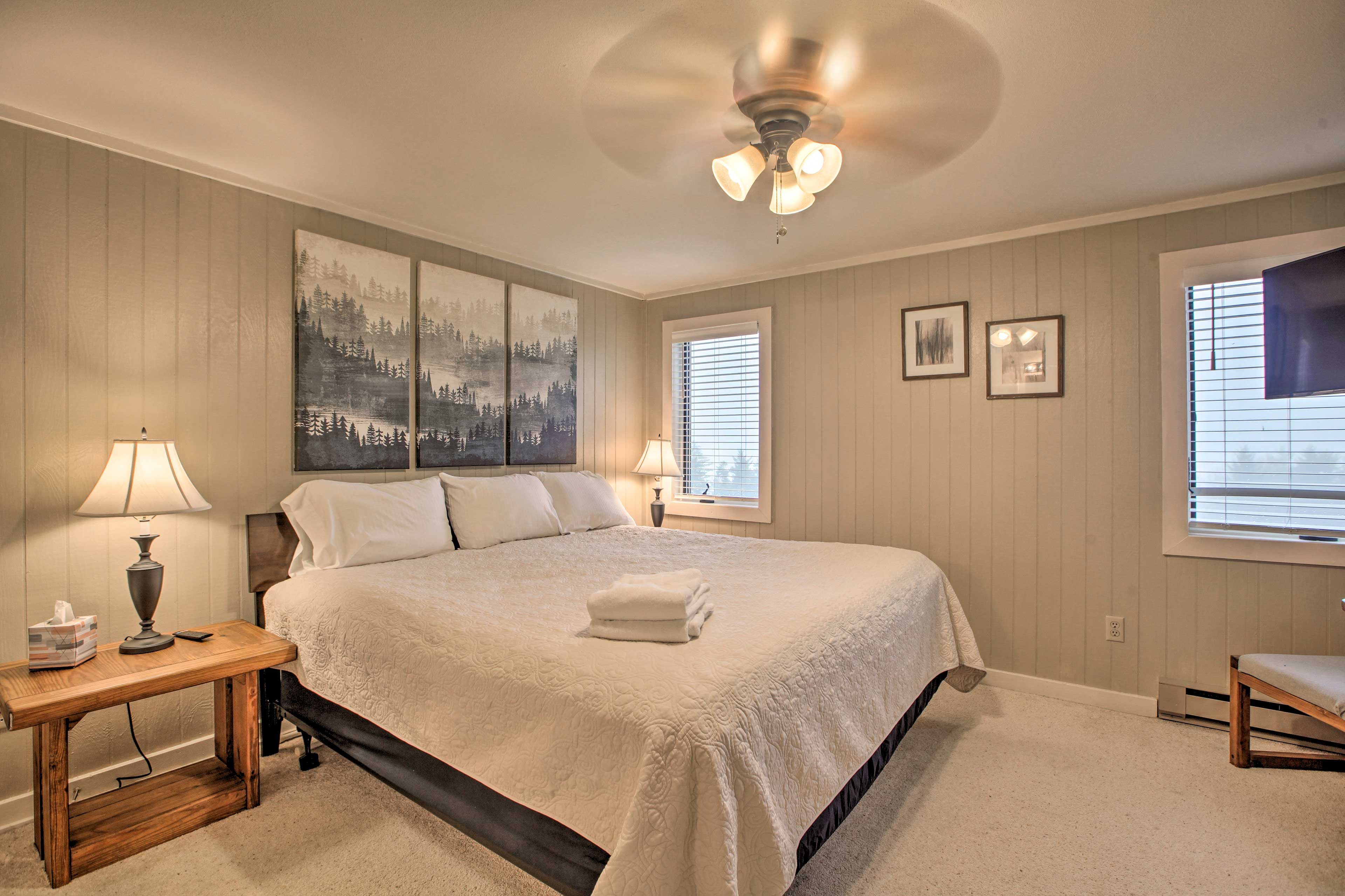 Bedroom 1 | King Bed | Cable TV | Linens Provided | 2nd Floor