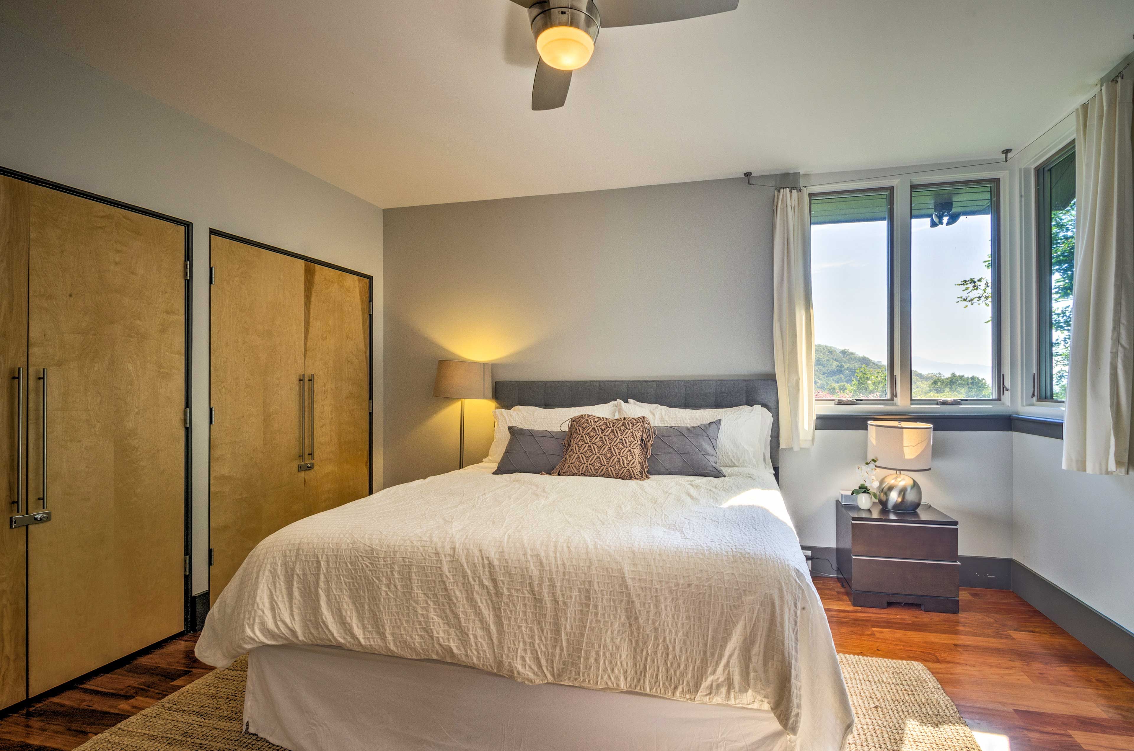 Two can share this plush king-sized bed.