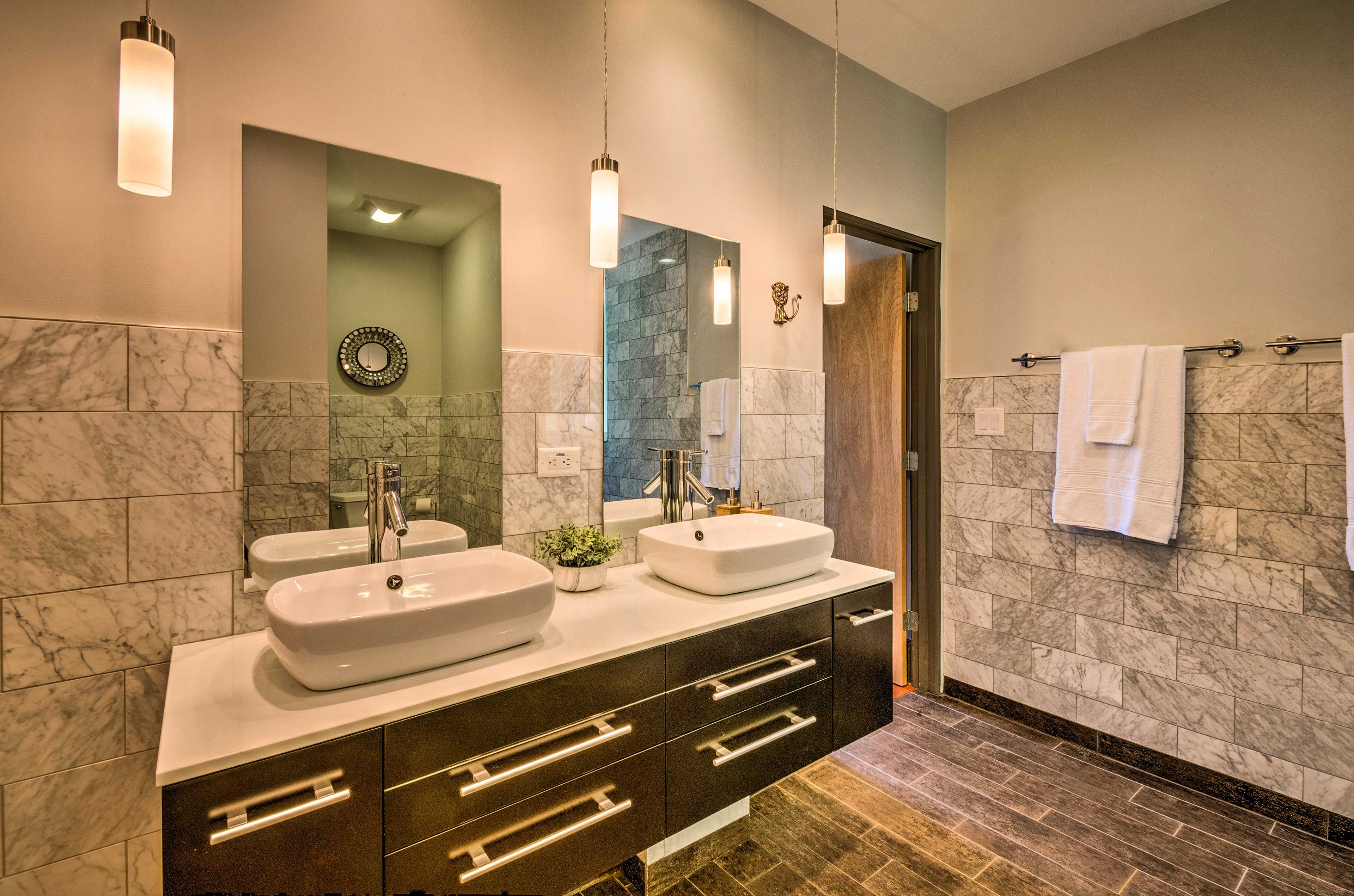 No need to fight for counter space with these double sinks.