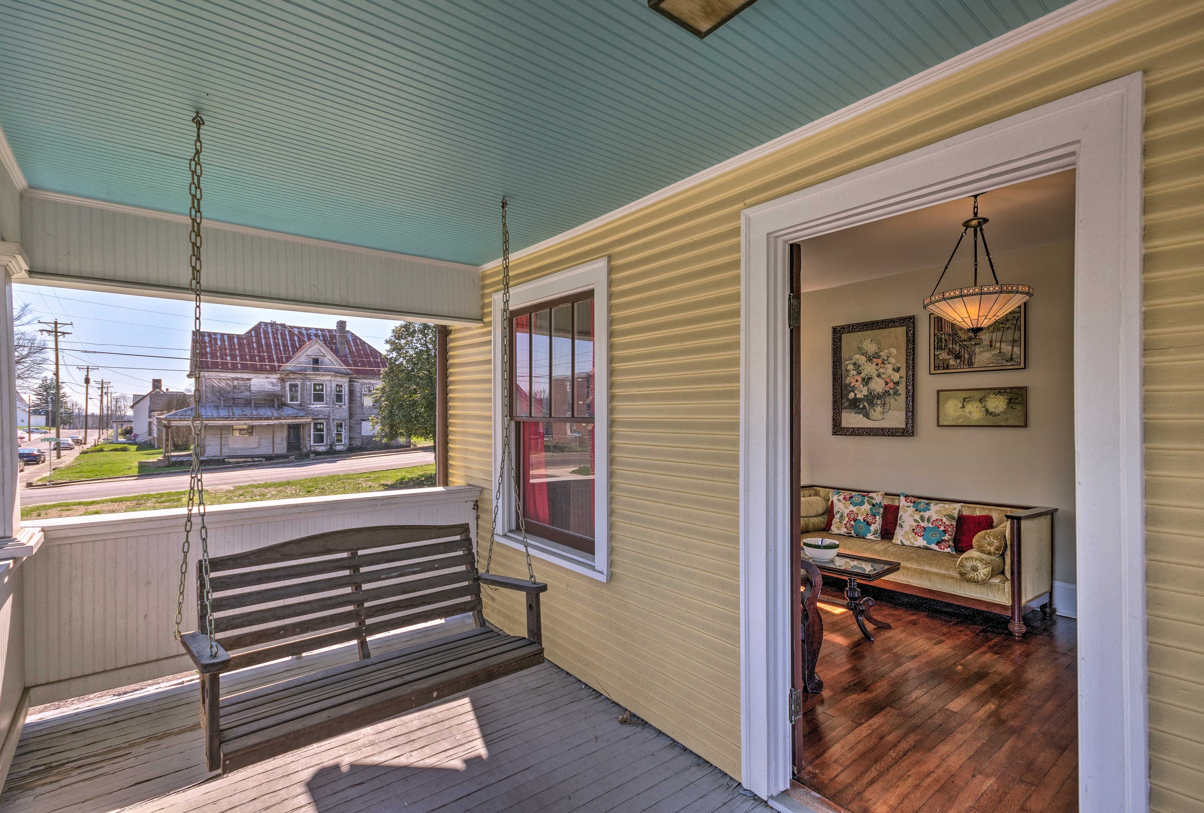 The front porch is the perfect place to hang out.