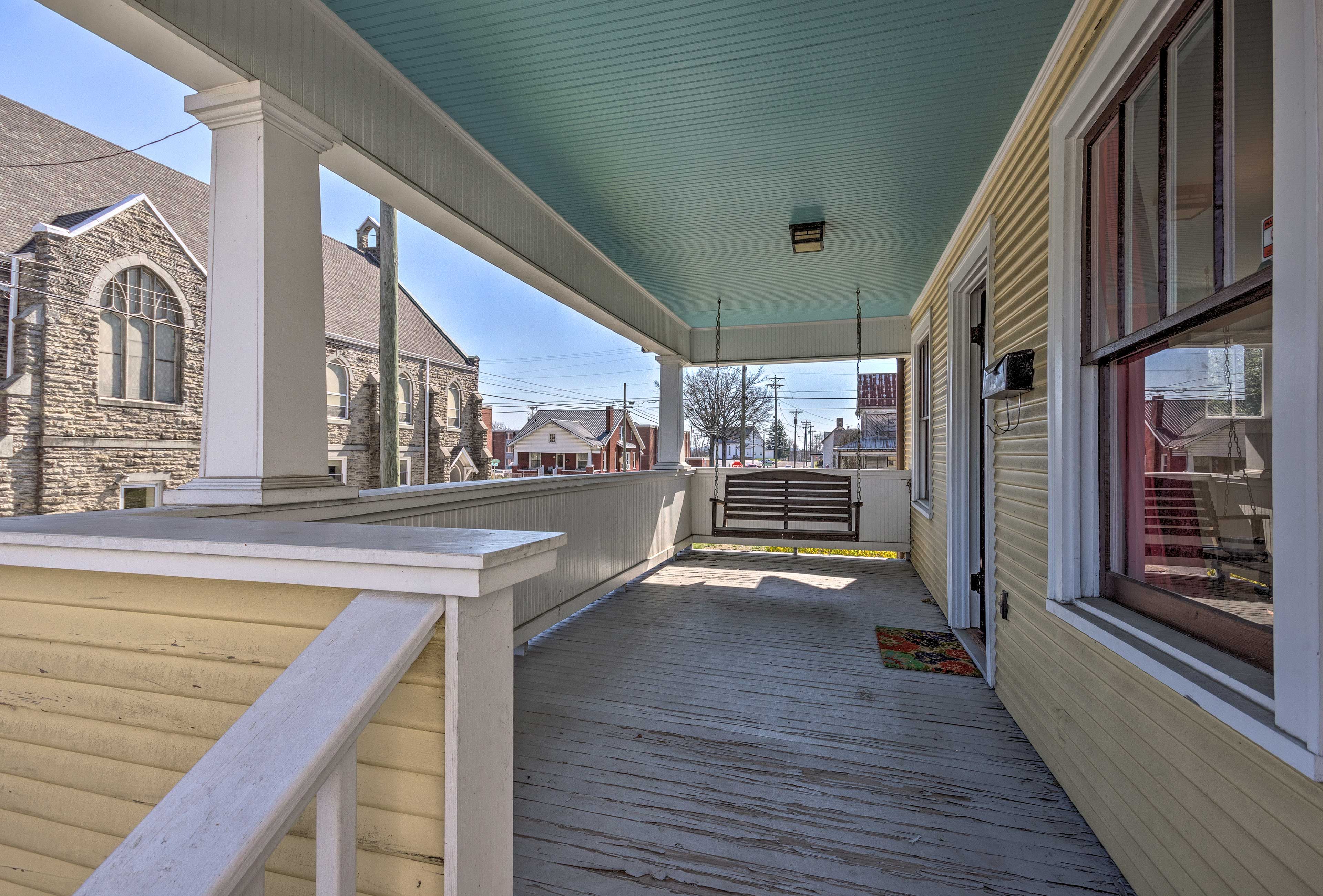 Sip your morning coffee while lounging on the porch swing.