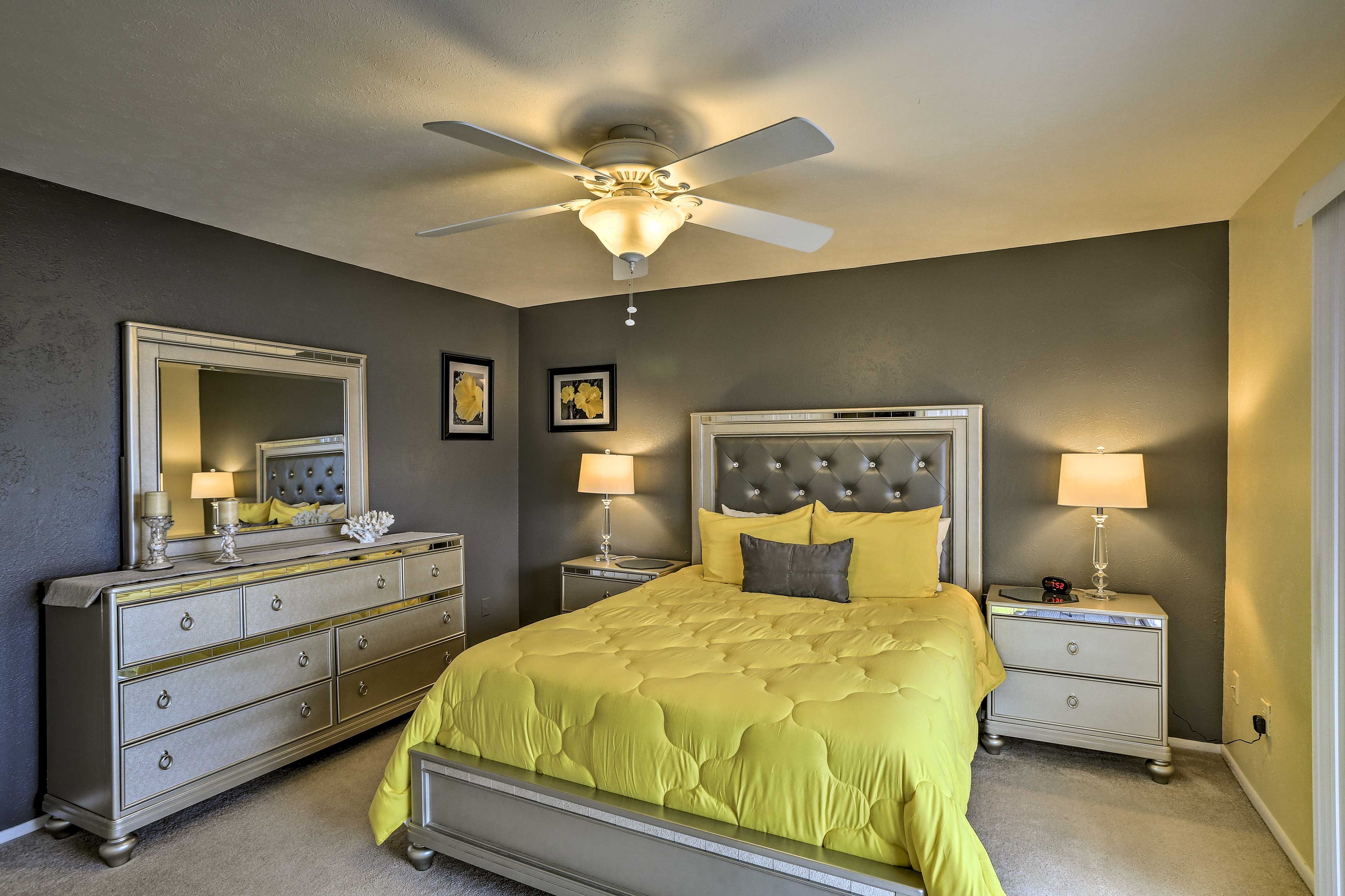 Store your clothes in the large dresser.
