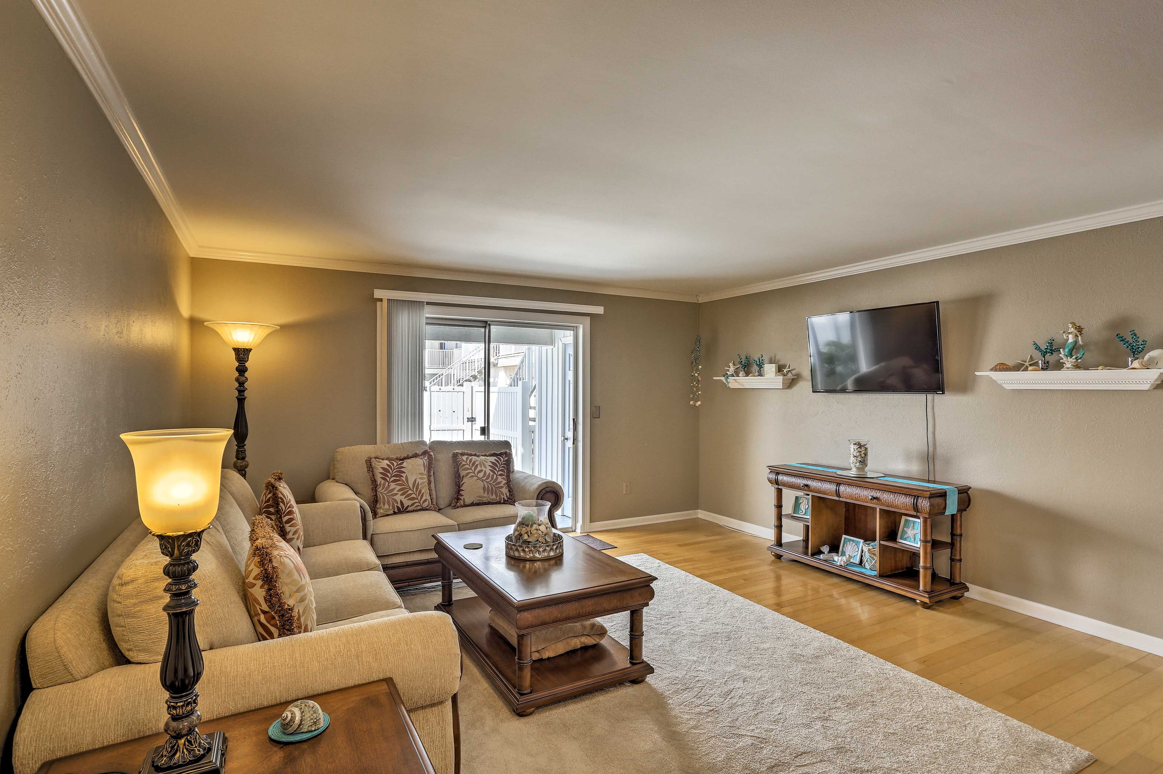 Watch a movie on the flat-screen Smart TV.