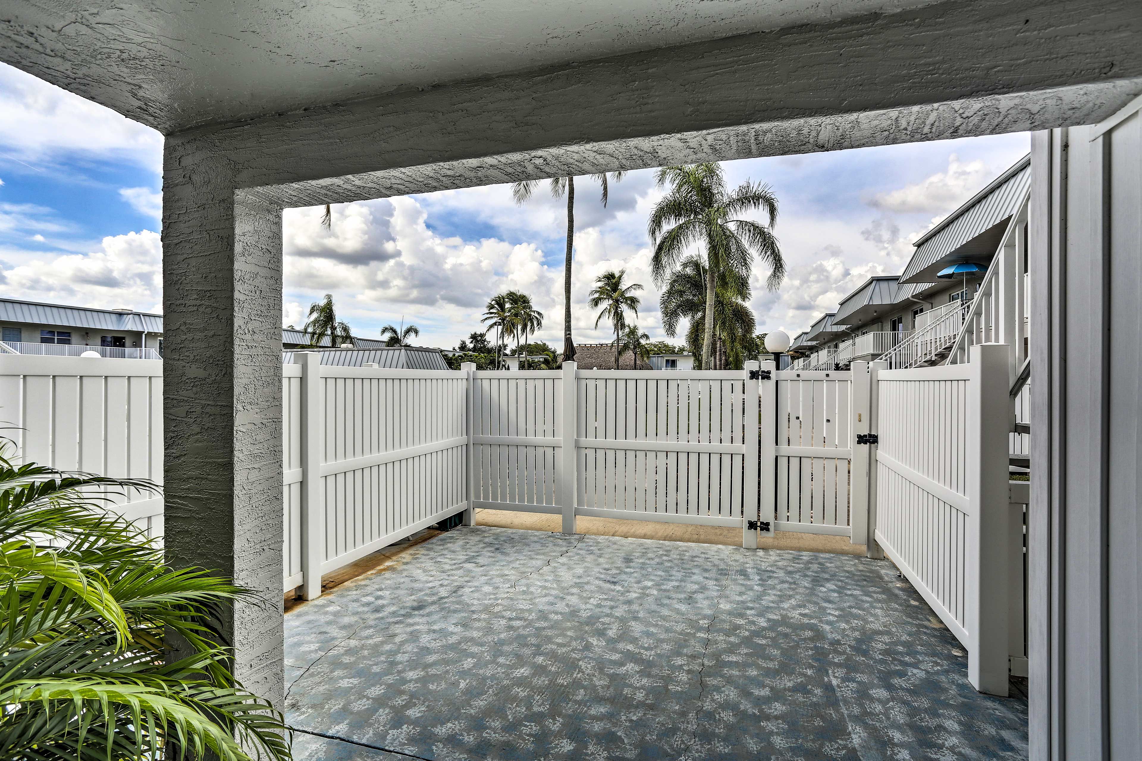 The patio offers lots of privacy.